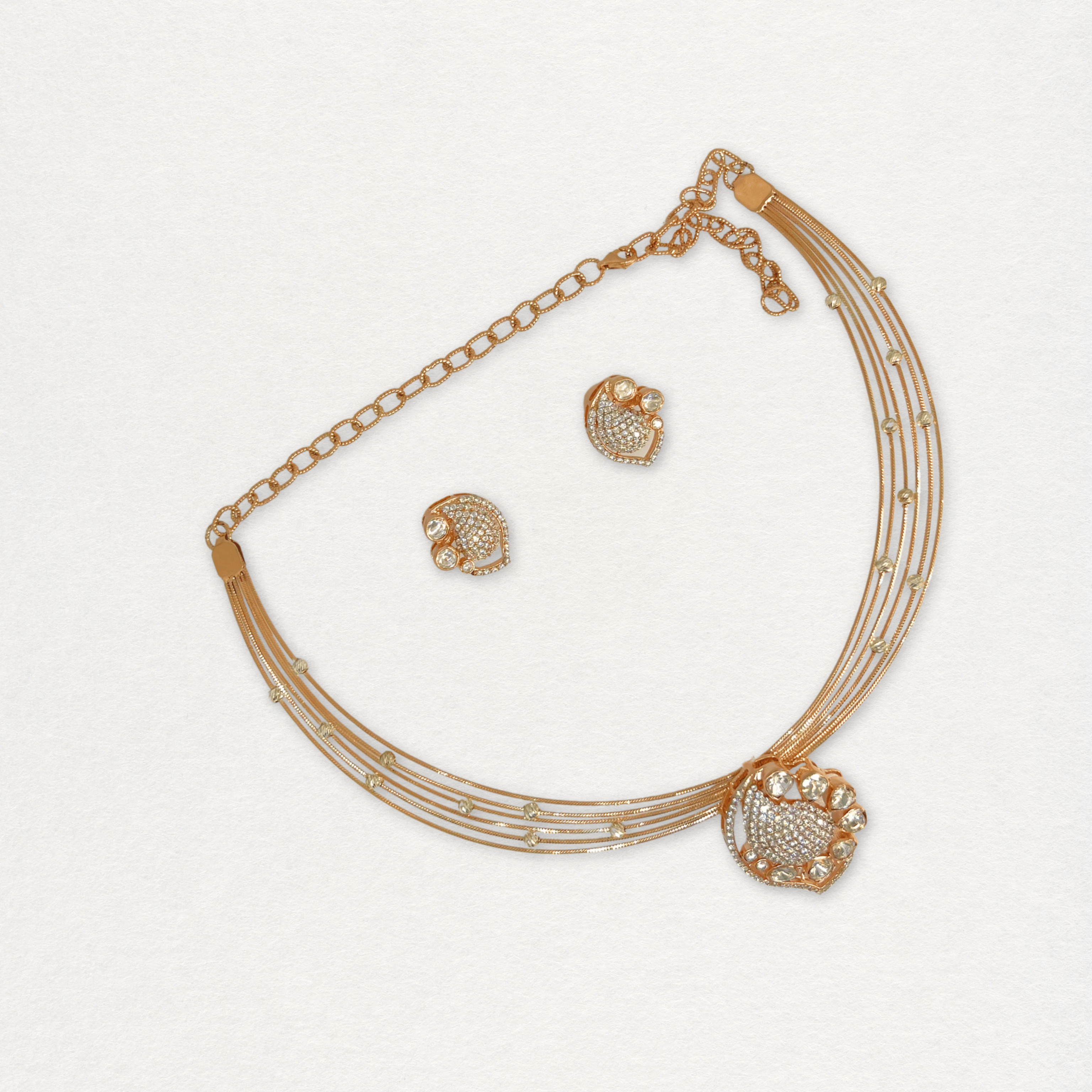 Heart Design Stone Necklace Set