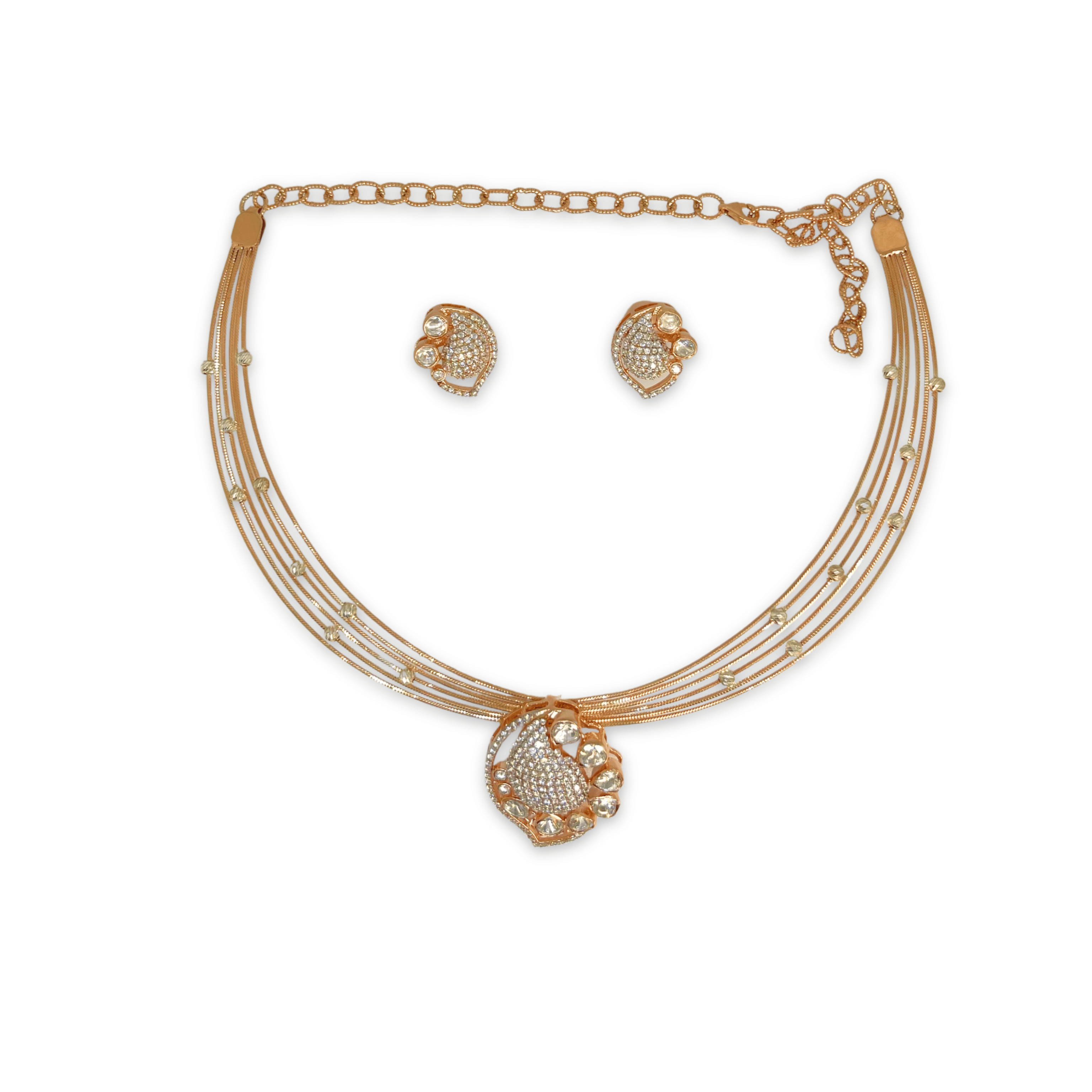 Heart Design Stone Necklace Set