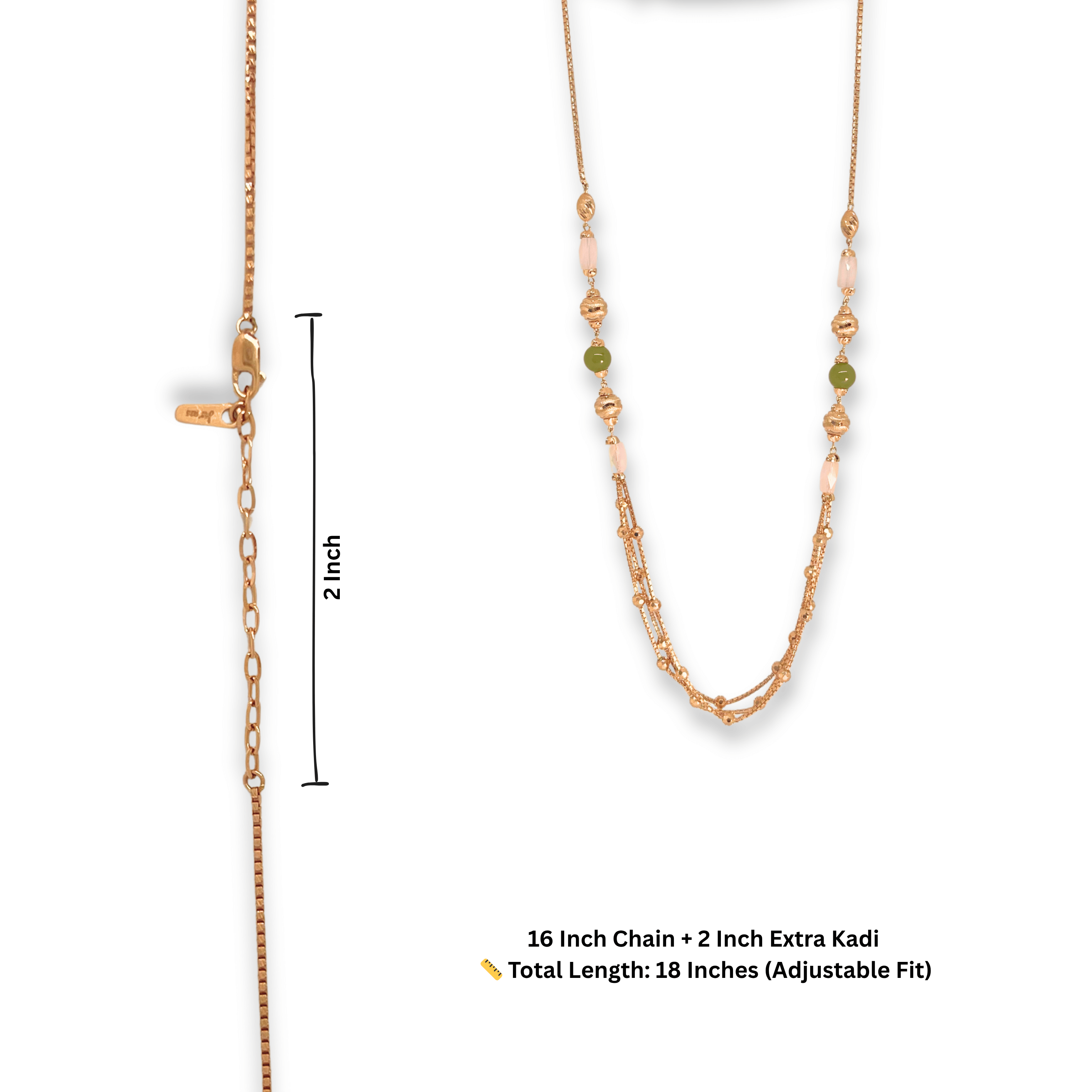 Olive Green Peach Elegant Chain Mala