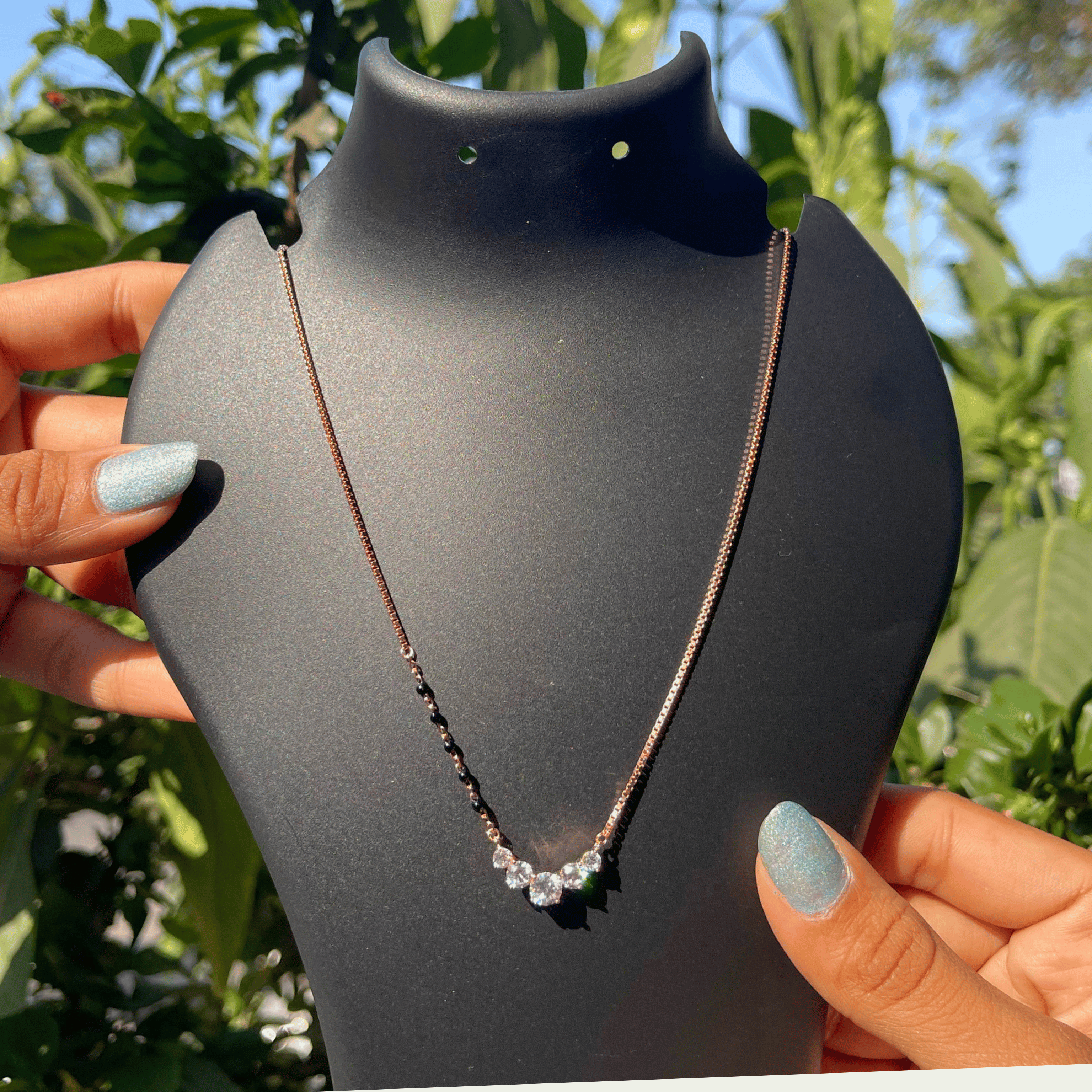 925 Silver Minimal Three Stone Mangalsutra