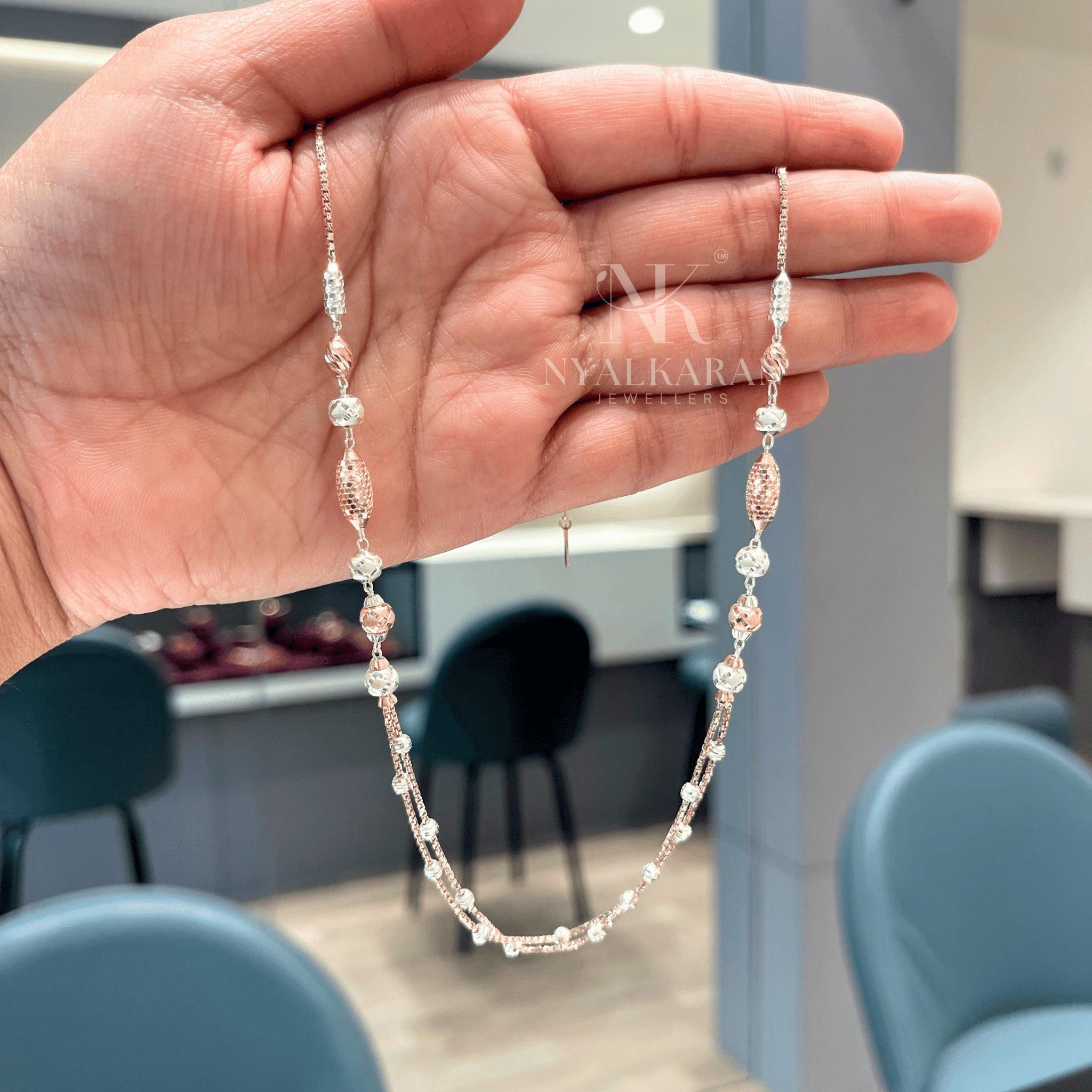OvalShine Dual Tone Silver Chain