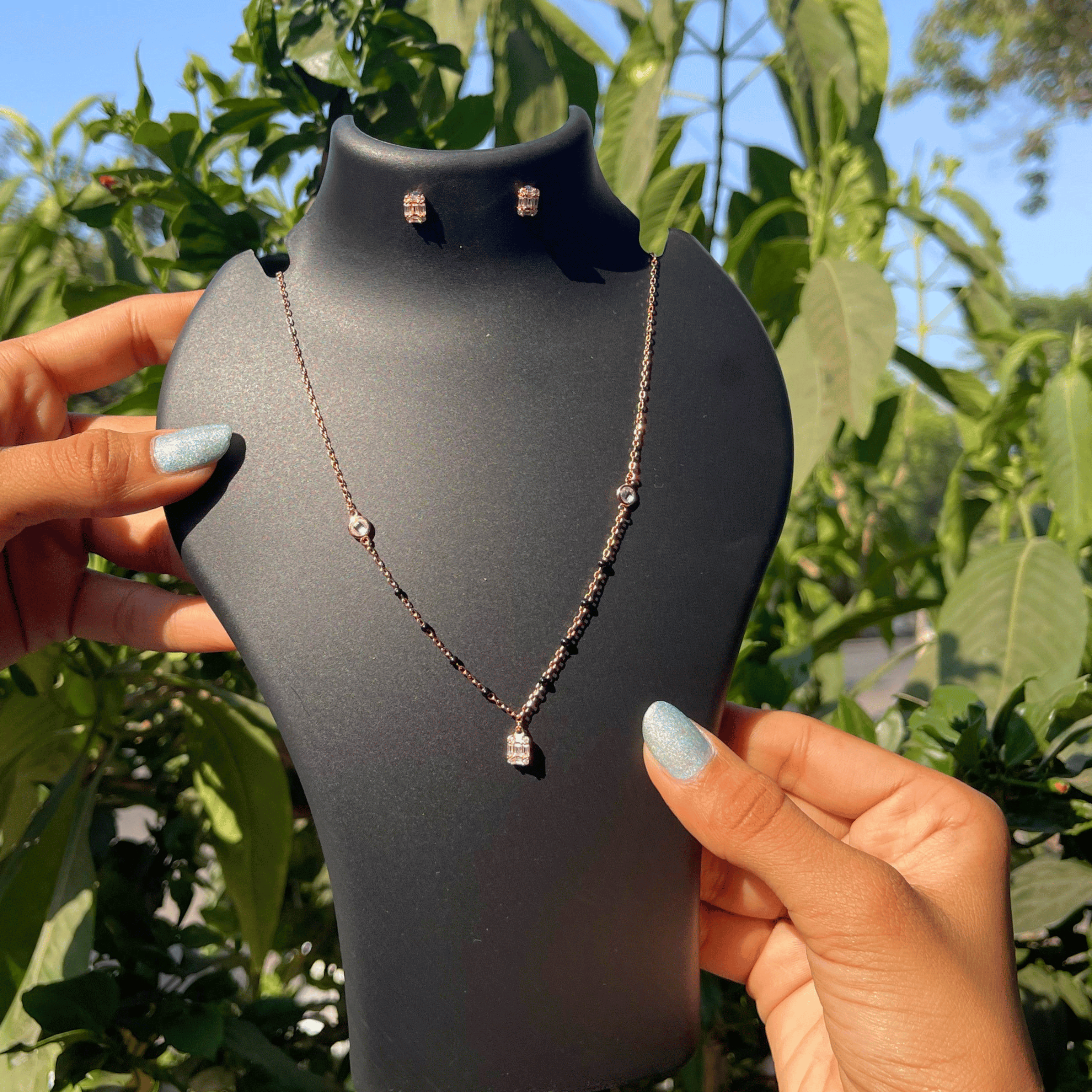 925 Silver Beads Style Mangalsutra Set
