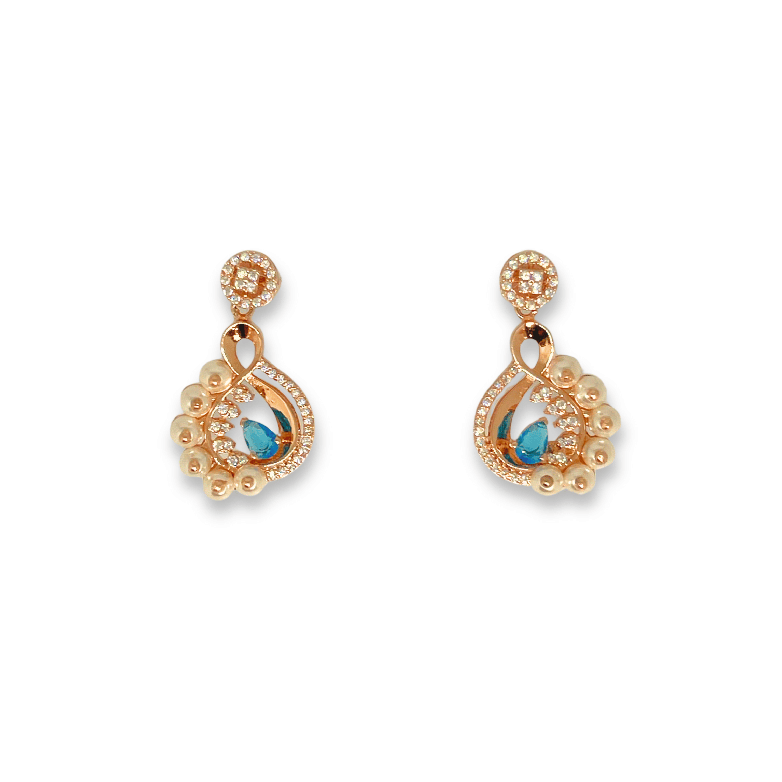 Elegant Pearl Blue Stone Necklace Set