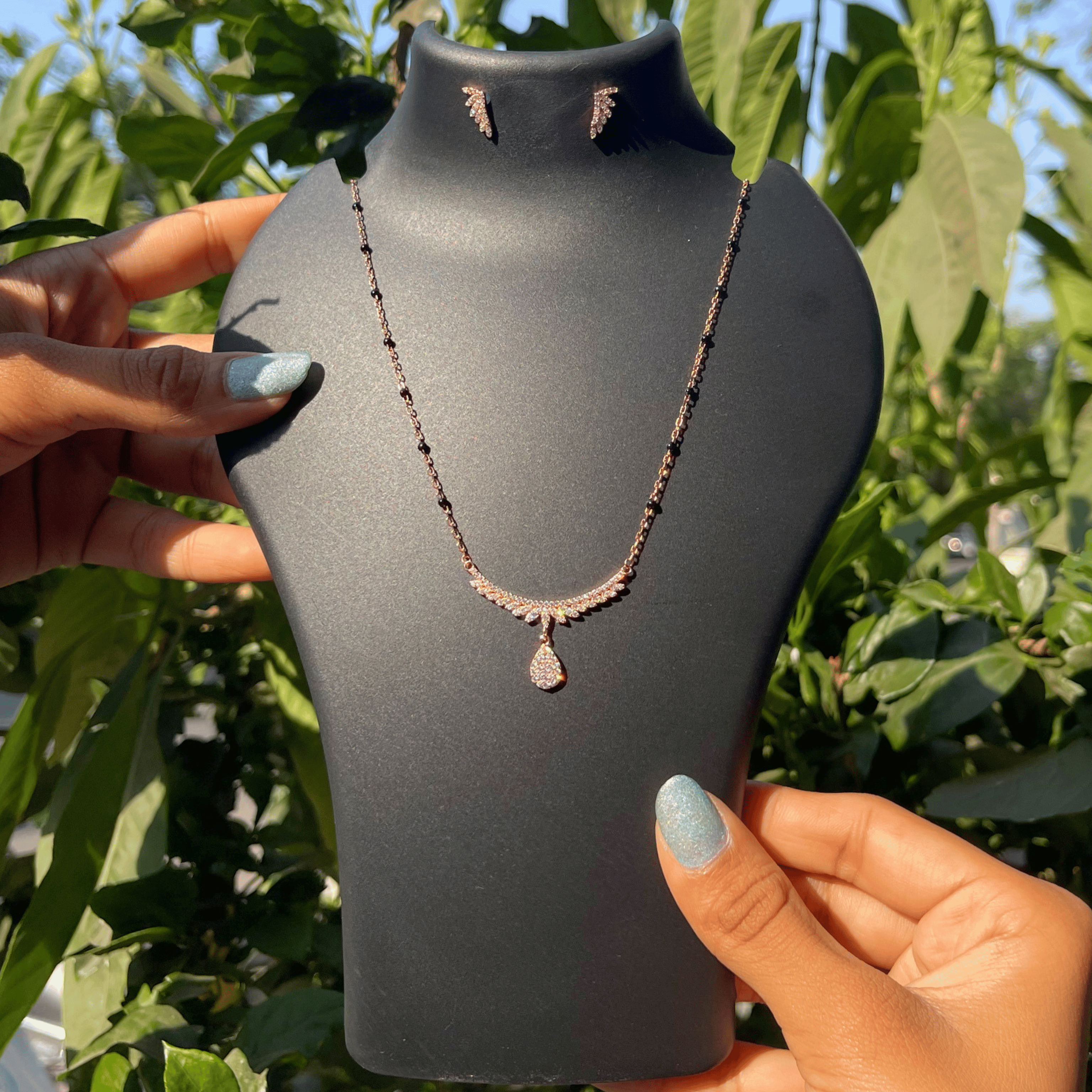 925 Silver Designer Curve Mangalsutra Set