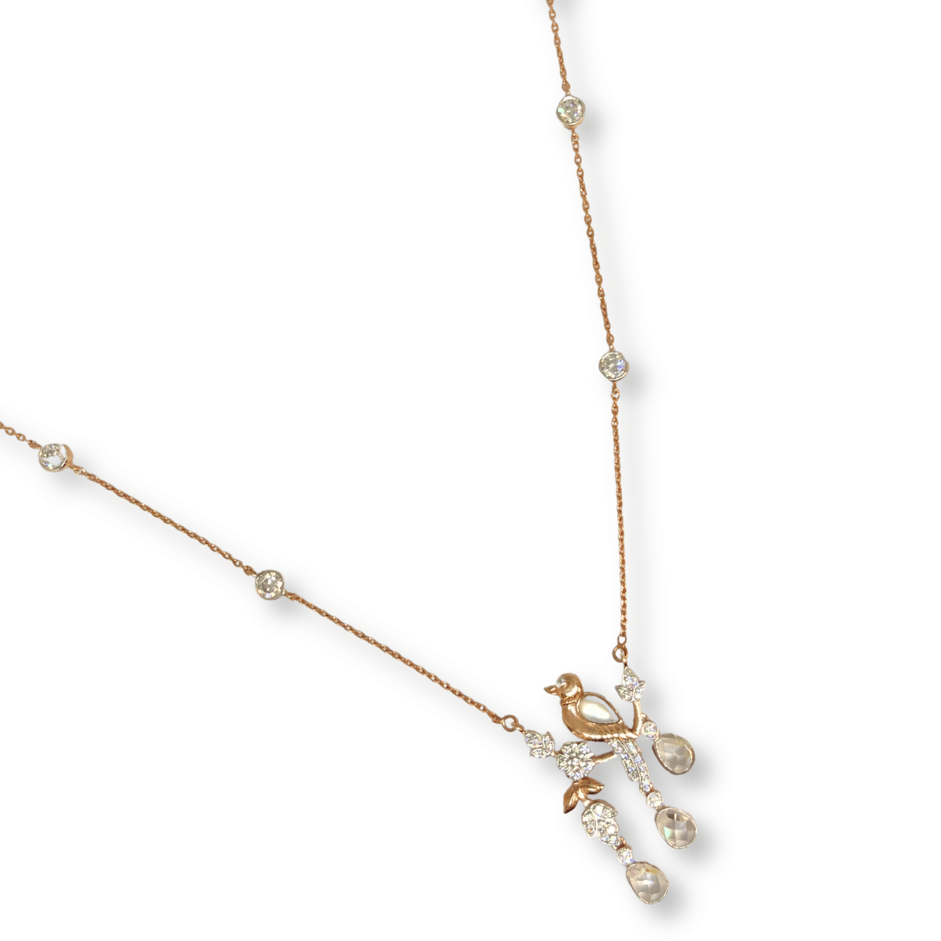 Premium Bird Design Crystal Drop Pendant Necklace Set with Earrings