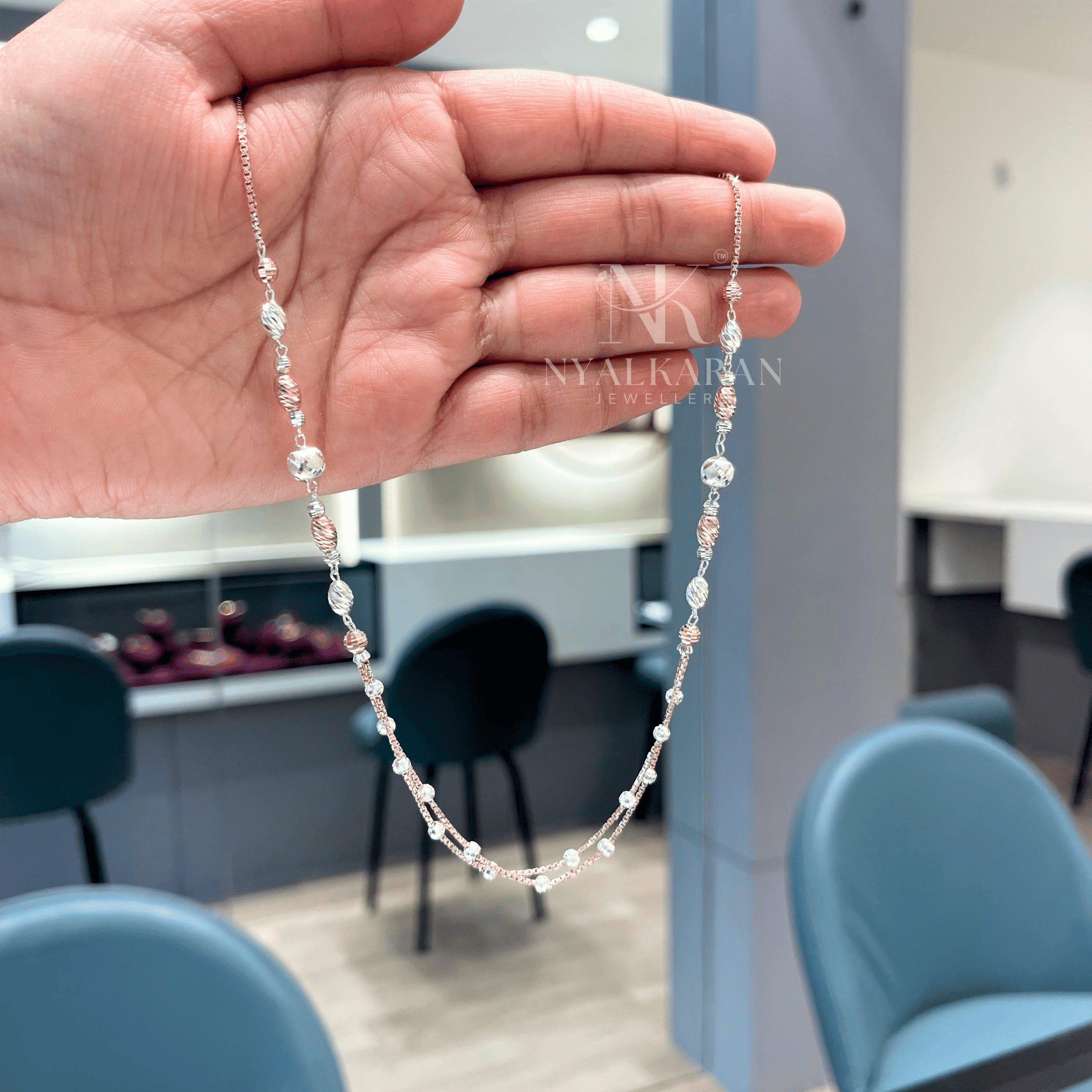 LuxeBead Dual Tone Silver Chain