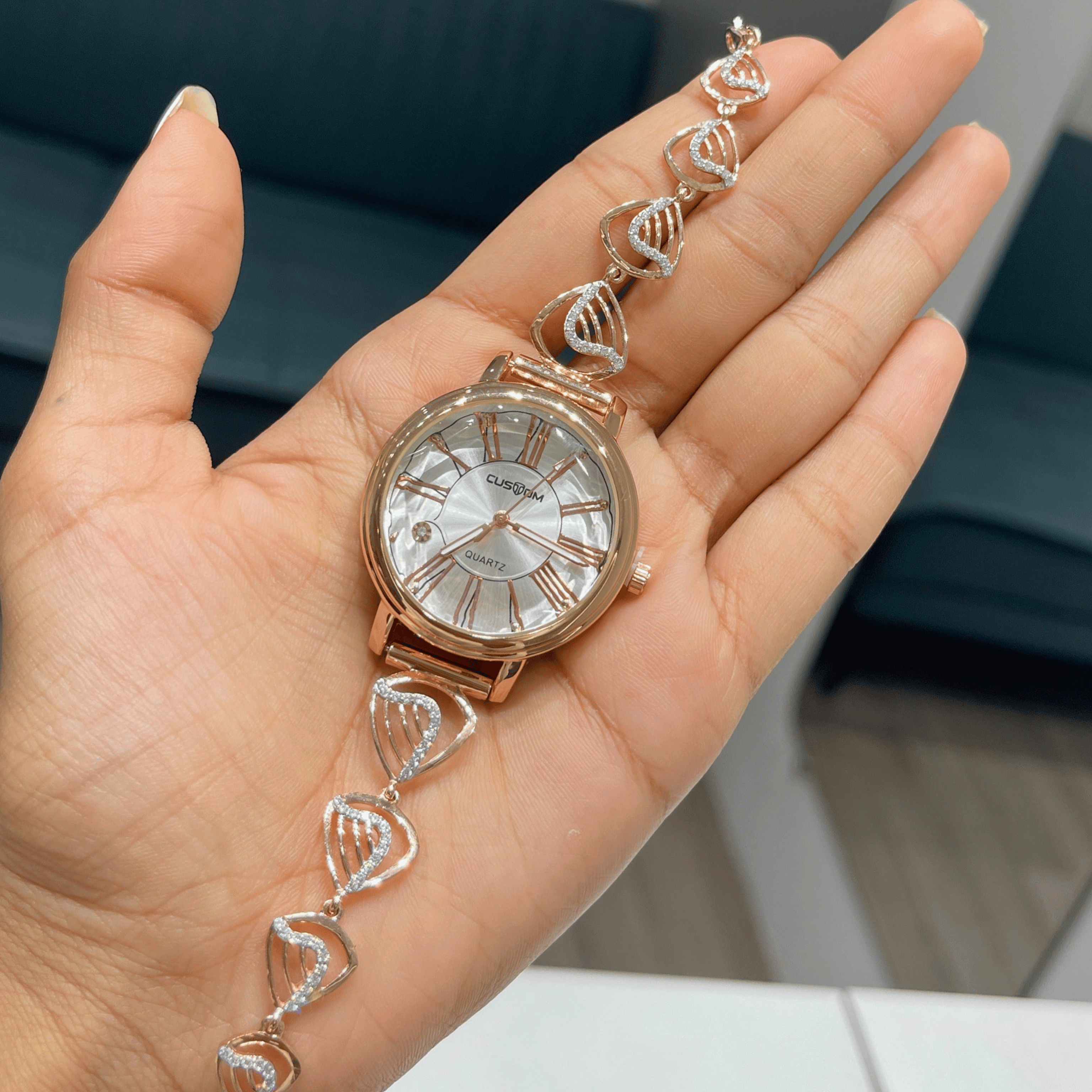 TimeLuxe Silver Watch Bracelet