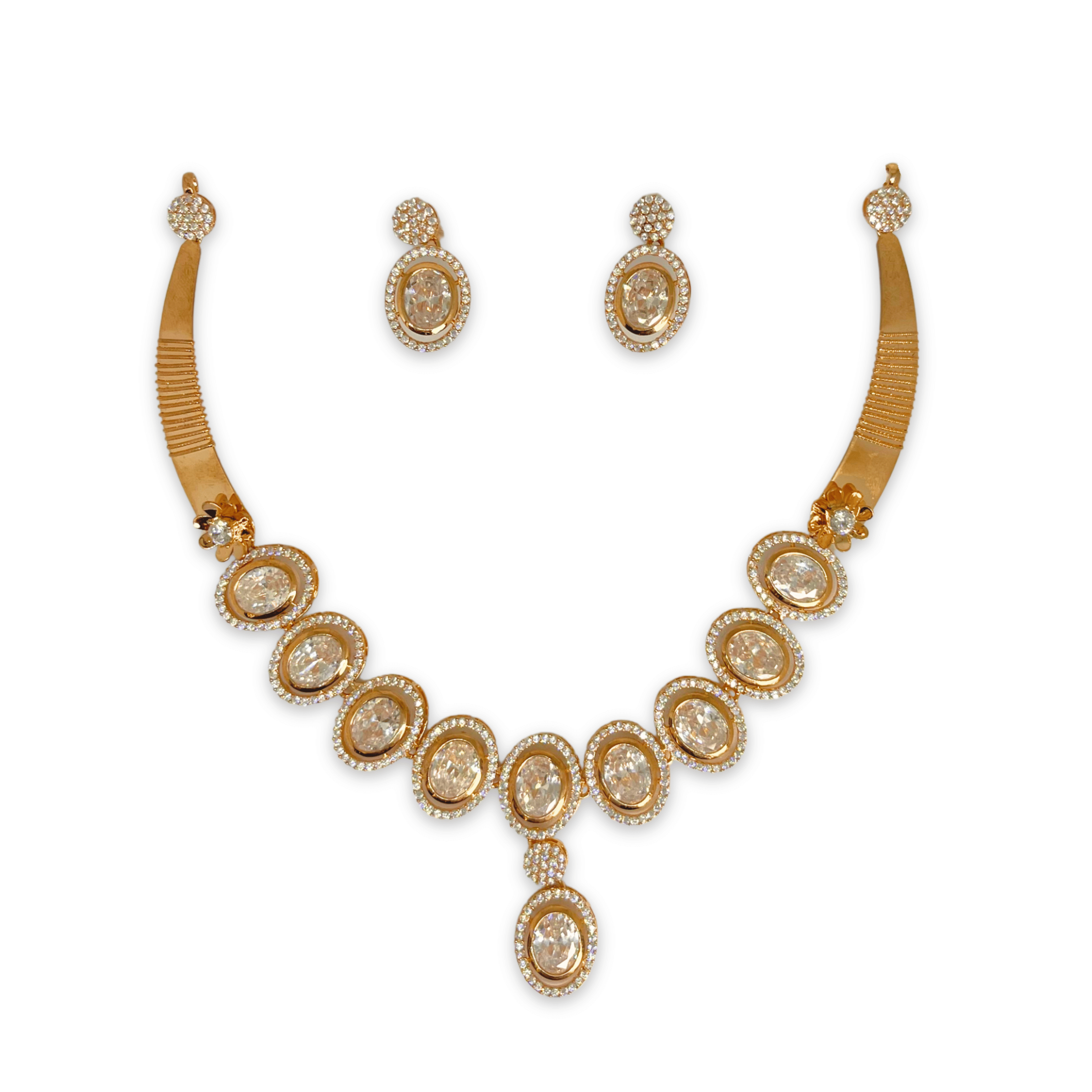 Royal Oval Stone Statement Necklace Set