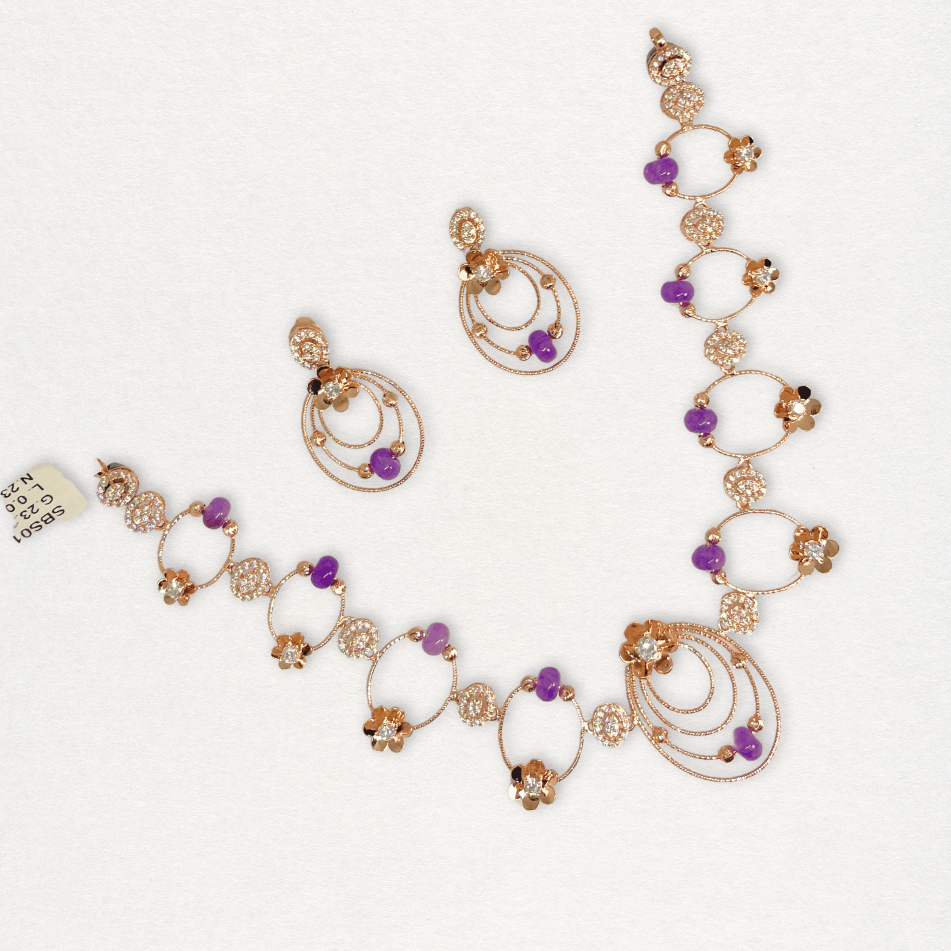 Purple Beads Designer Circle Necklace Set
