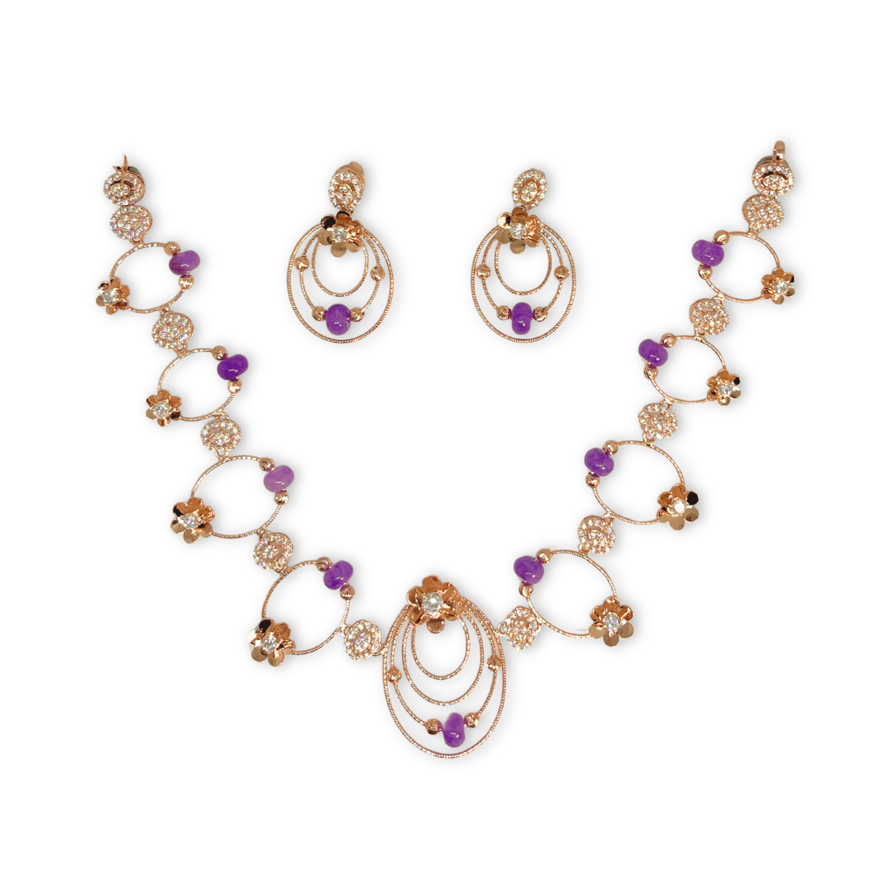 Purple Beads Designer Circle Necklace Set