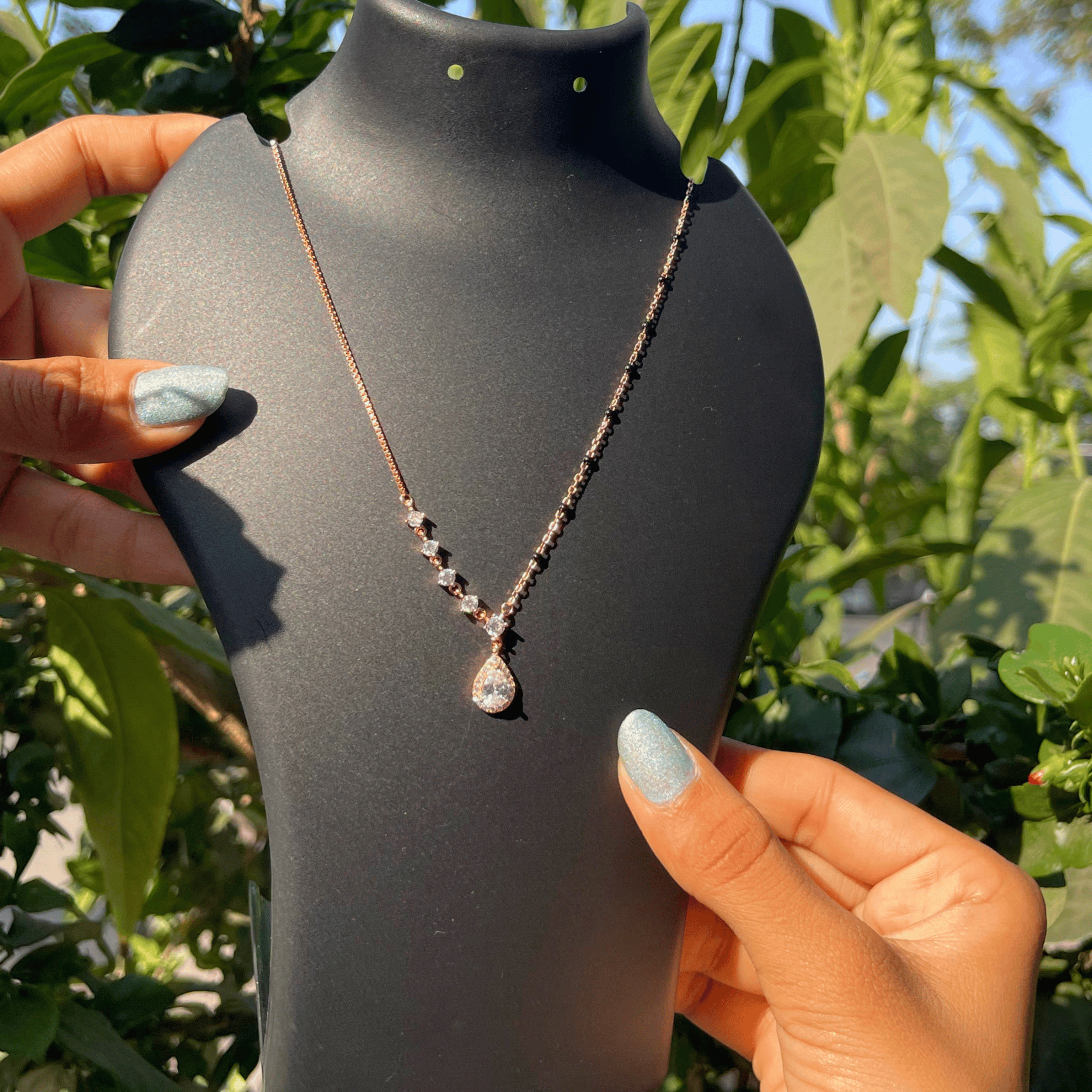 925 Silver Teardrop Diamond Look Mangalsutra
