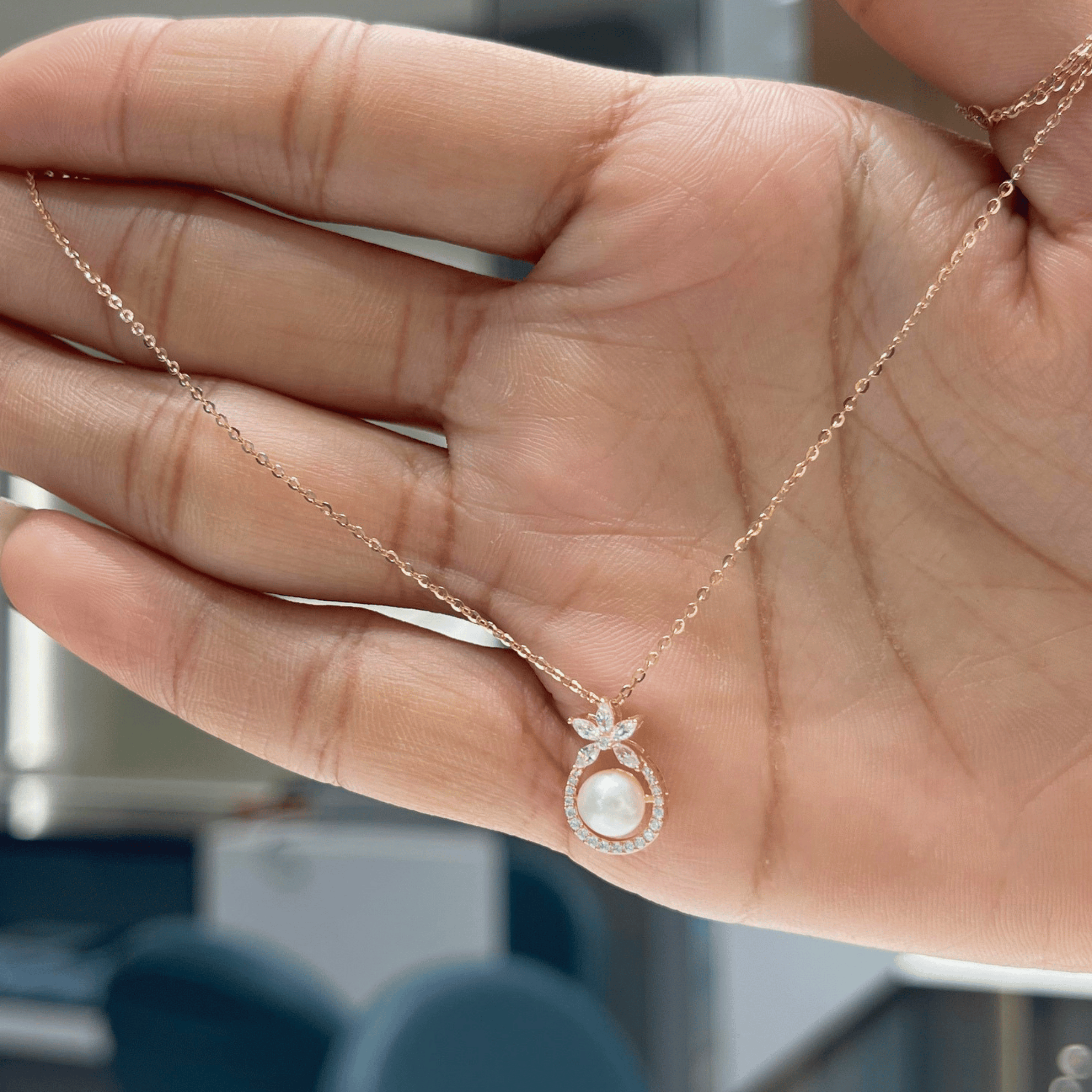 925 Silver Floral Pendant Chain