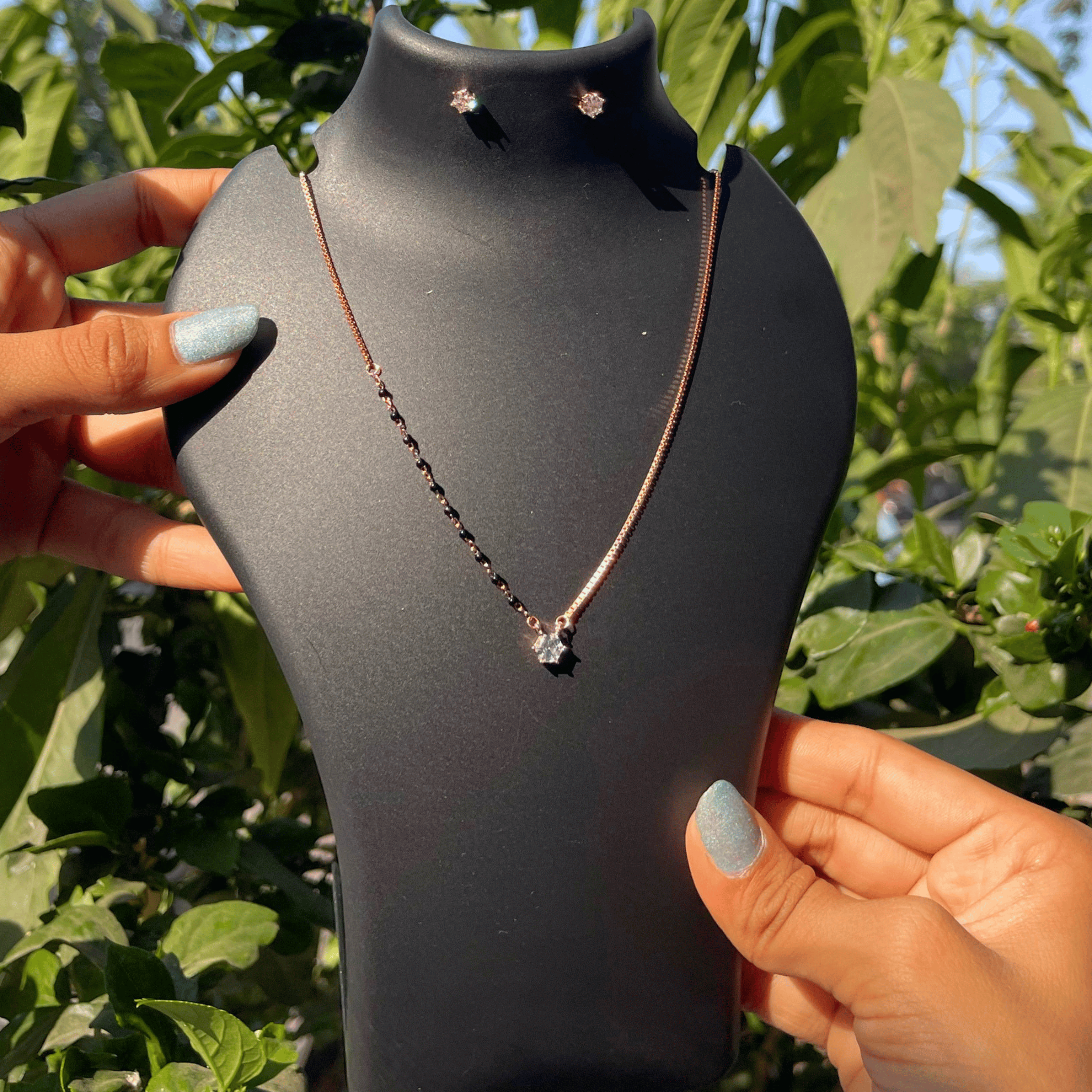 925 Silver Minimal Solitaire Mangalsutra Set