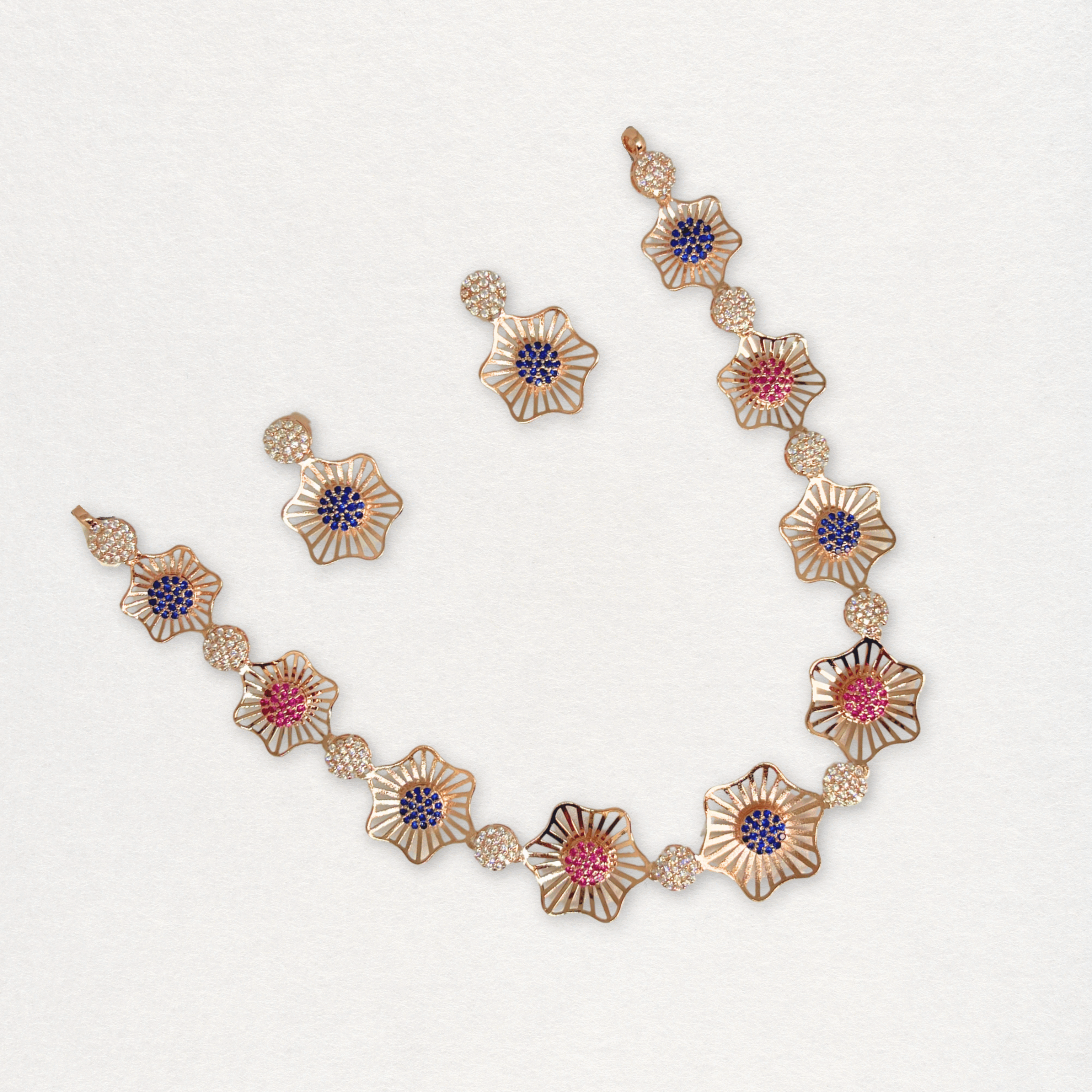 Royal Multi-Color Floral Jewellery Combo Set