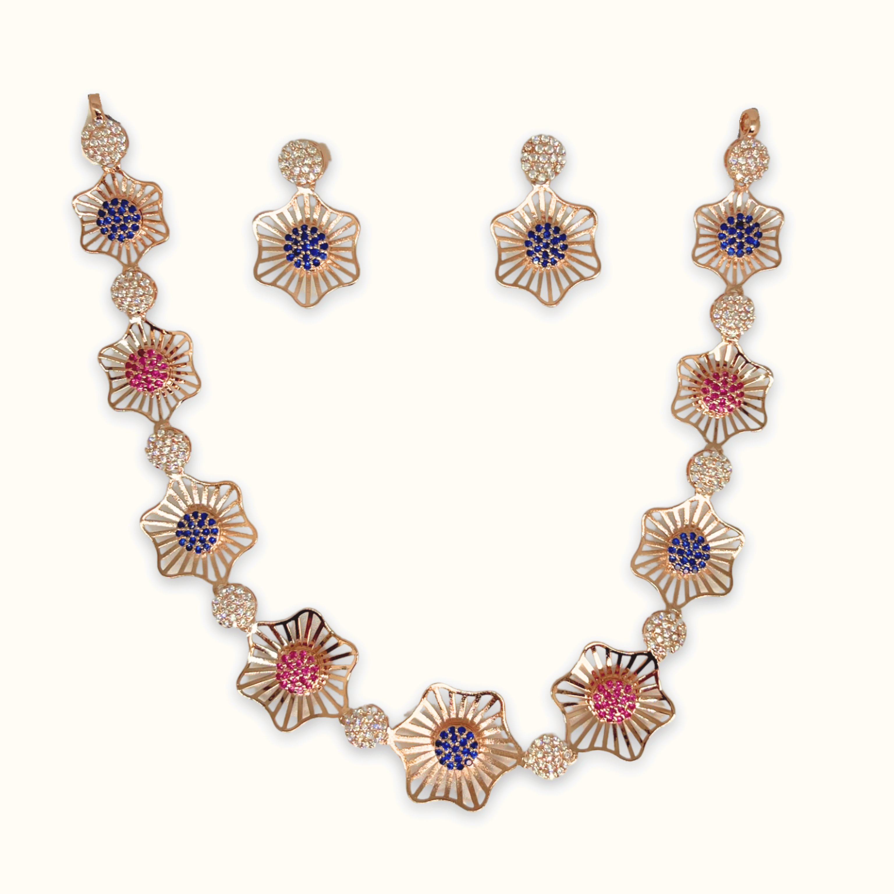 Royal Multi-Color Floral Jewellery Combo Set