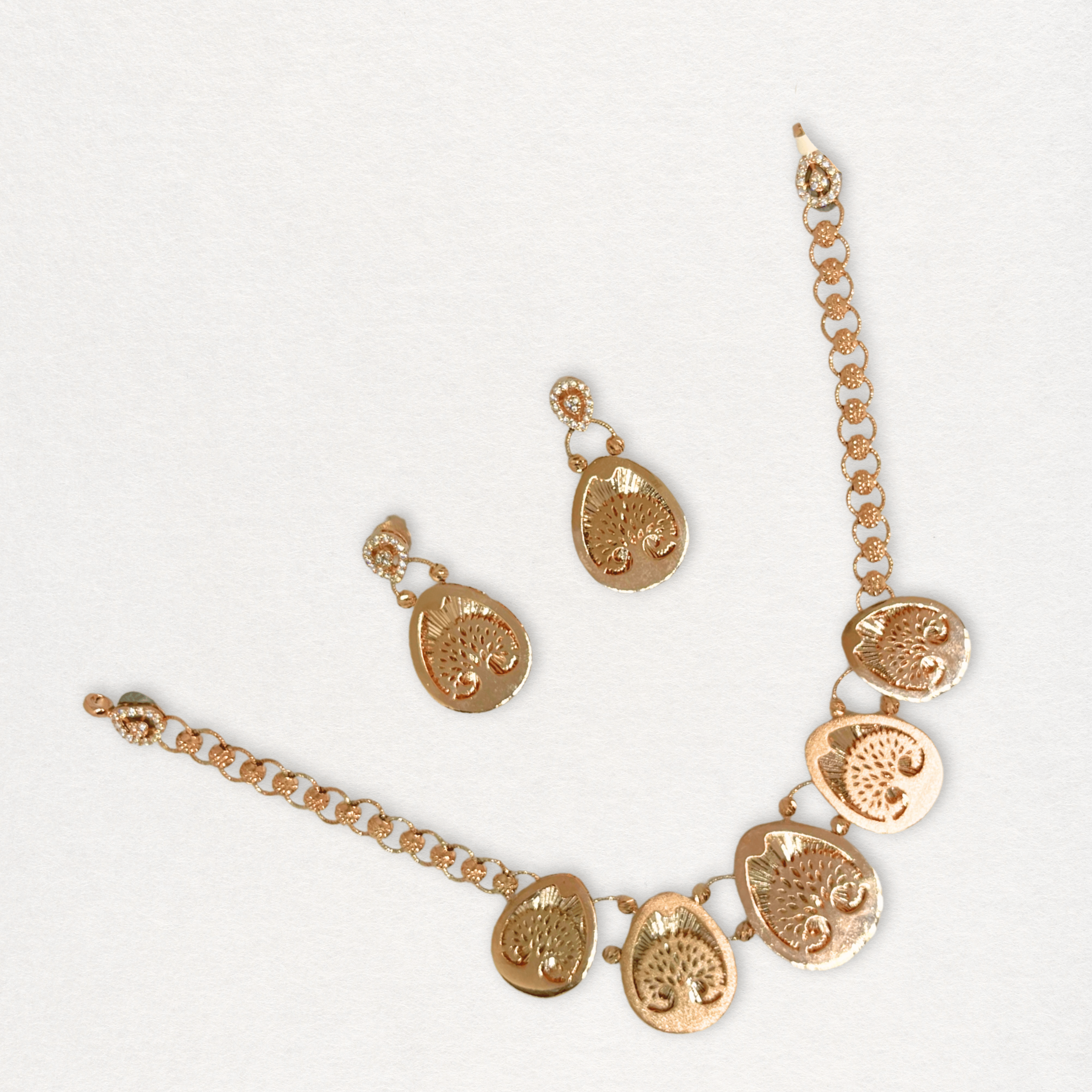 Textured Mirror Drop Necklace Set