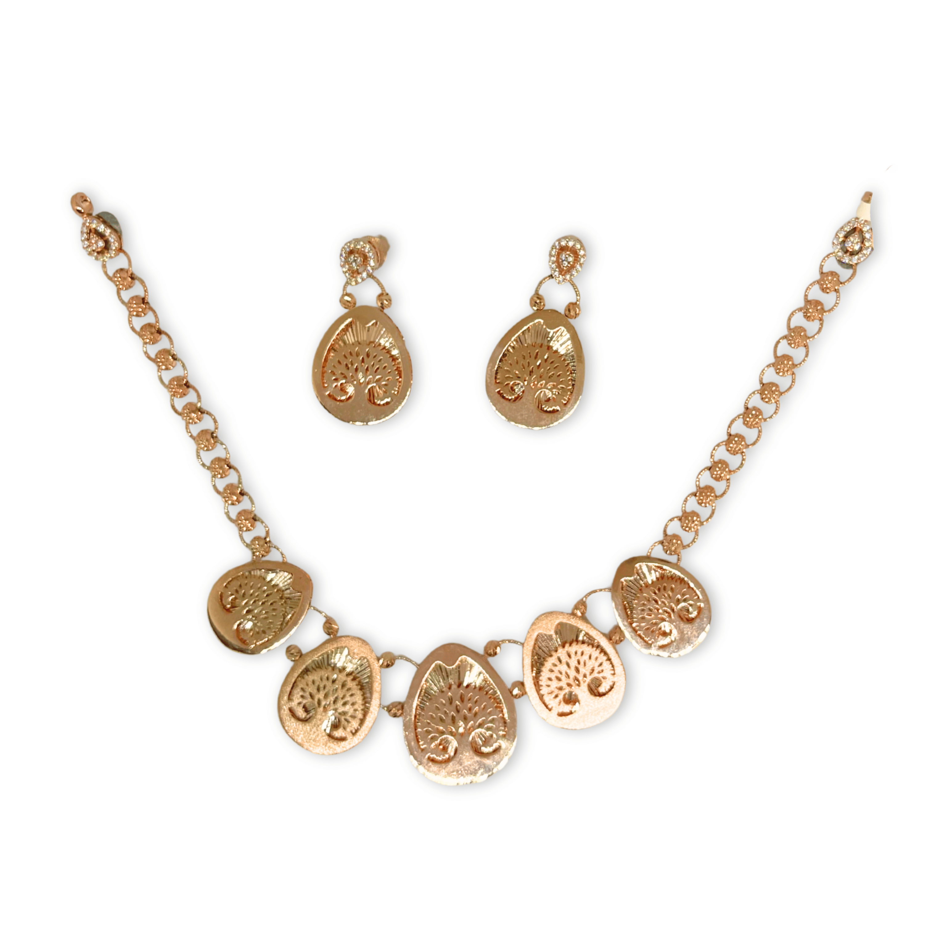 Textured Mirror Drop Necklace Set