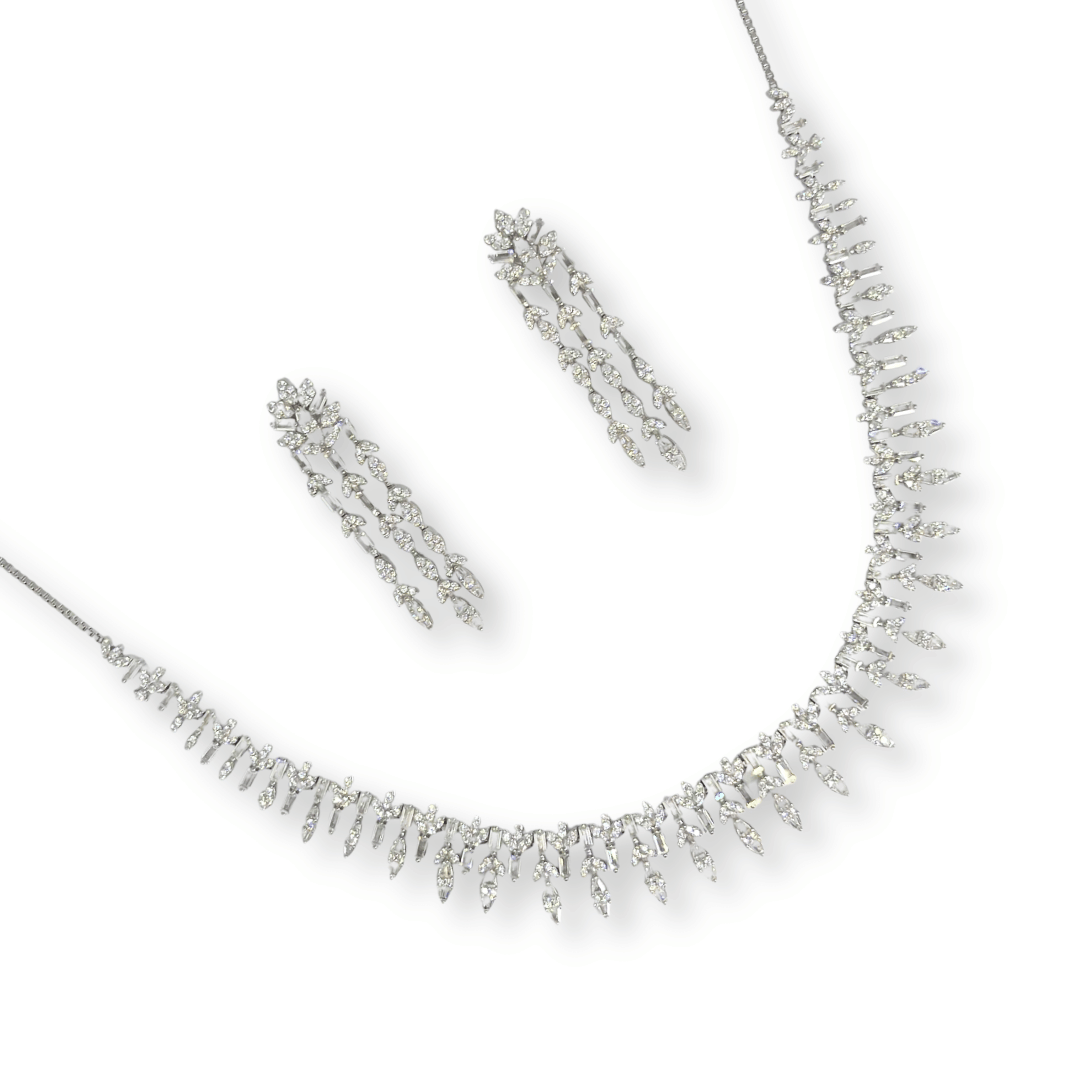Elegant Diamond Look Fringe Necklace