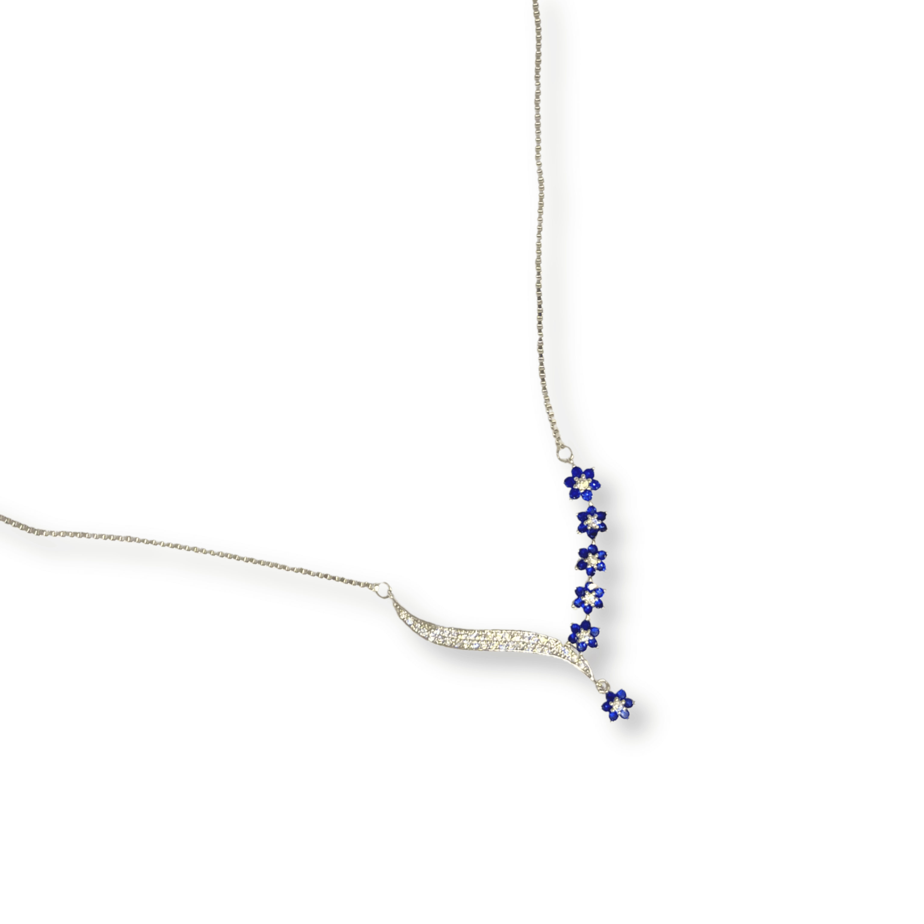 Blue Curve Floral Necklace