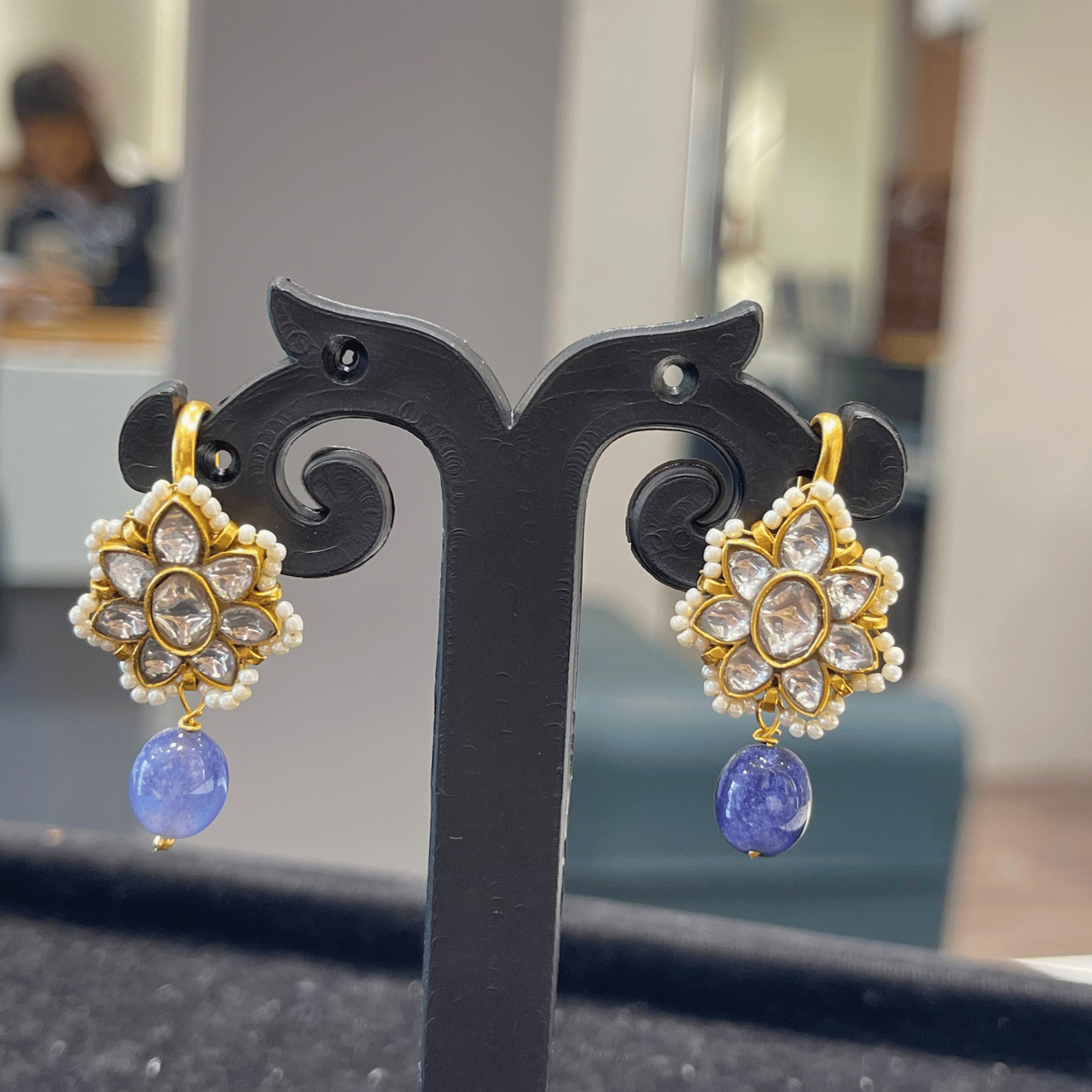 Antique Gold Finish Jhumka Earrings