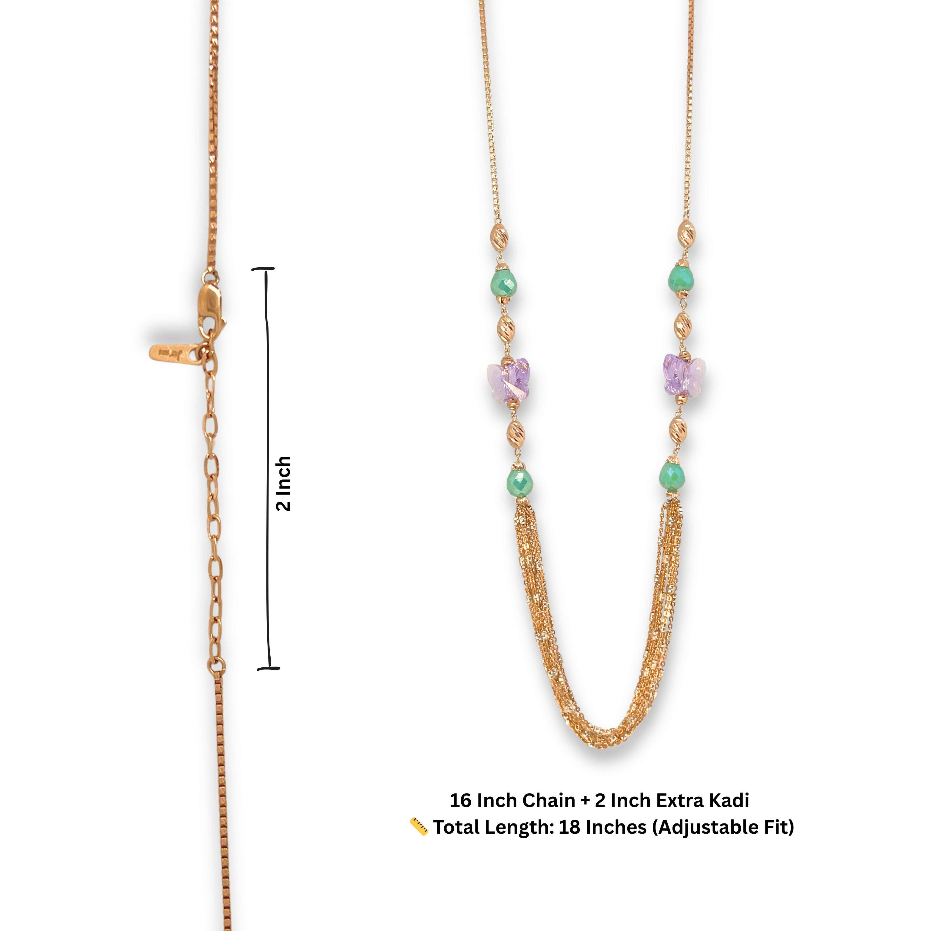 Butterfly Green Bead Fancy Chain Mala