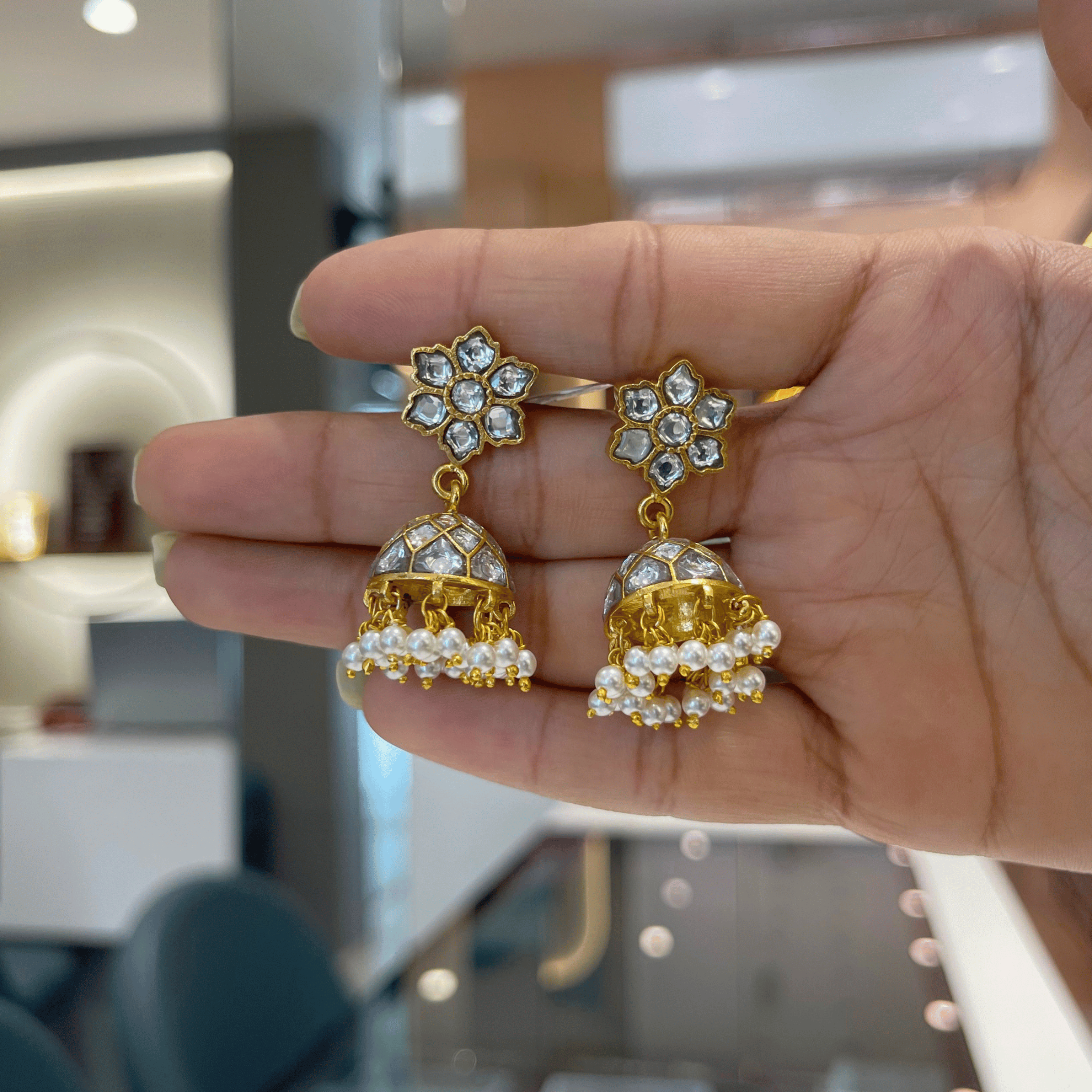 Classic Kundan Drop Jhumka