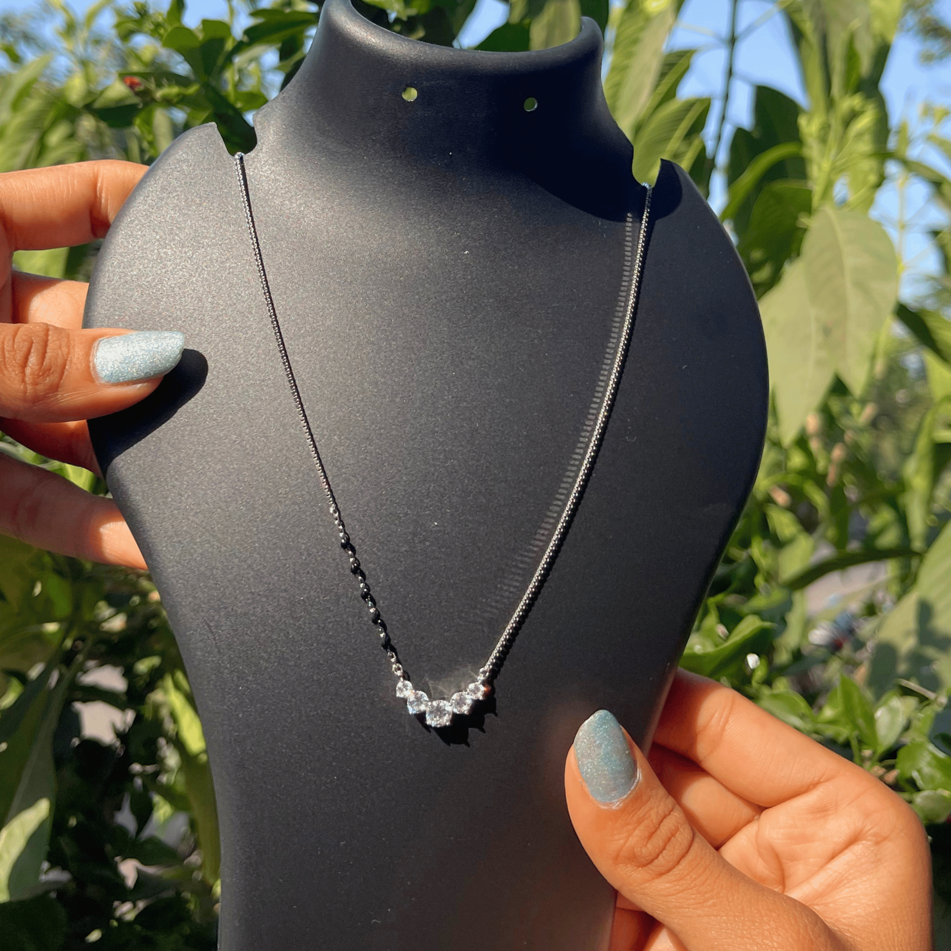 925 Silver 5-Stone Line Mangalsutra