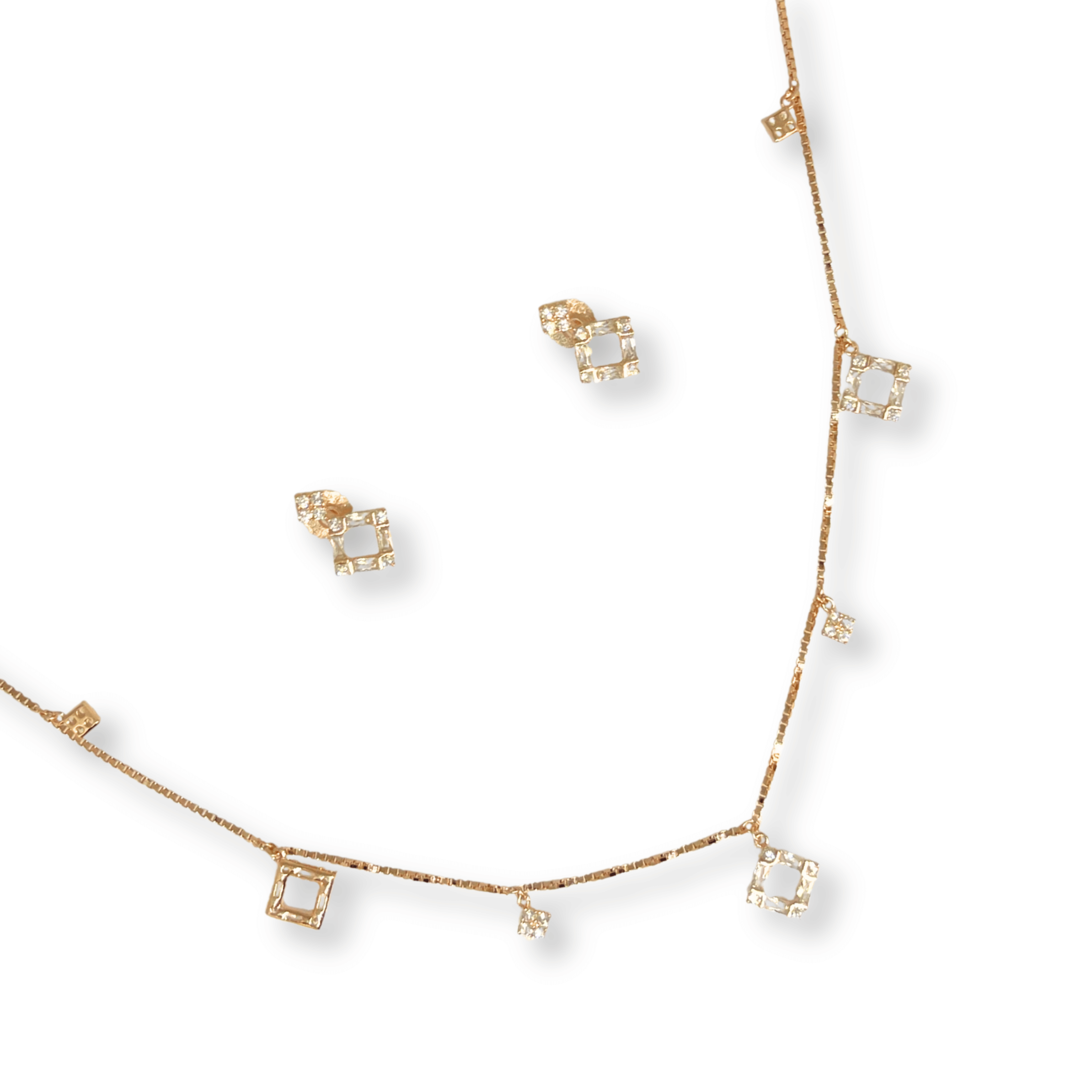 Minimal Square Charm Necklace Set