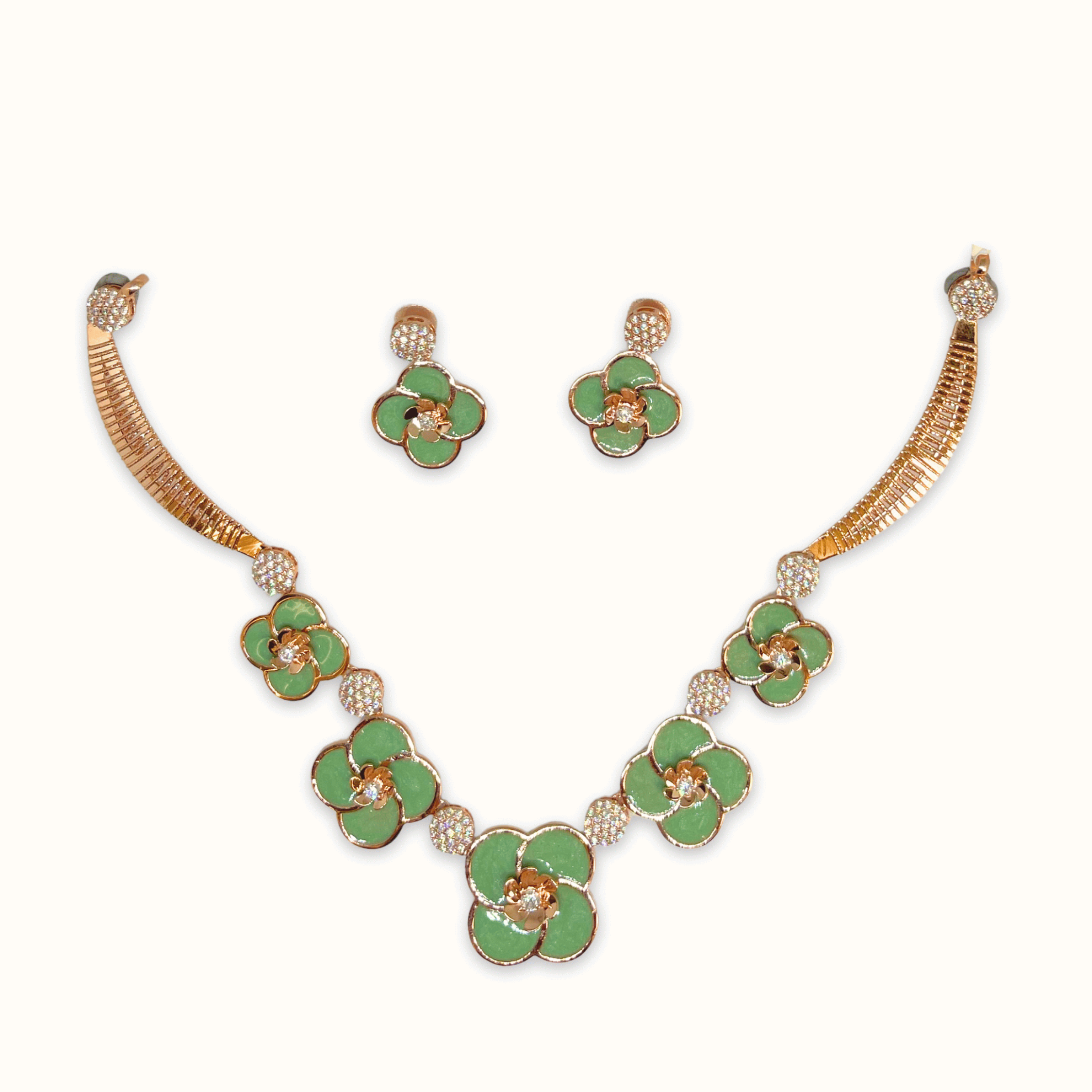 Elegant Green Floral Necklace Set