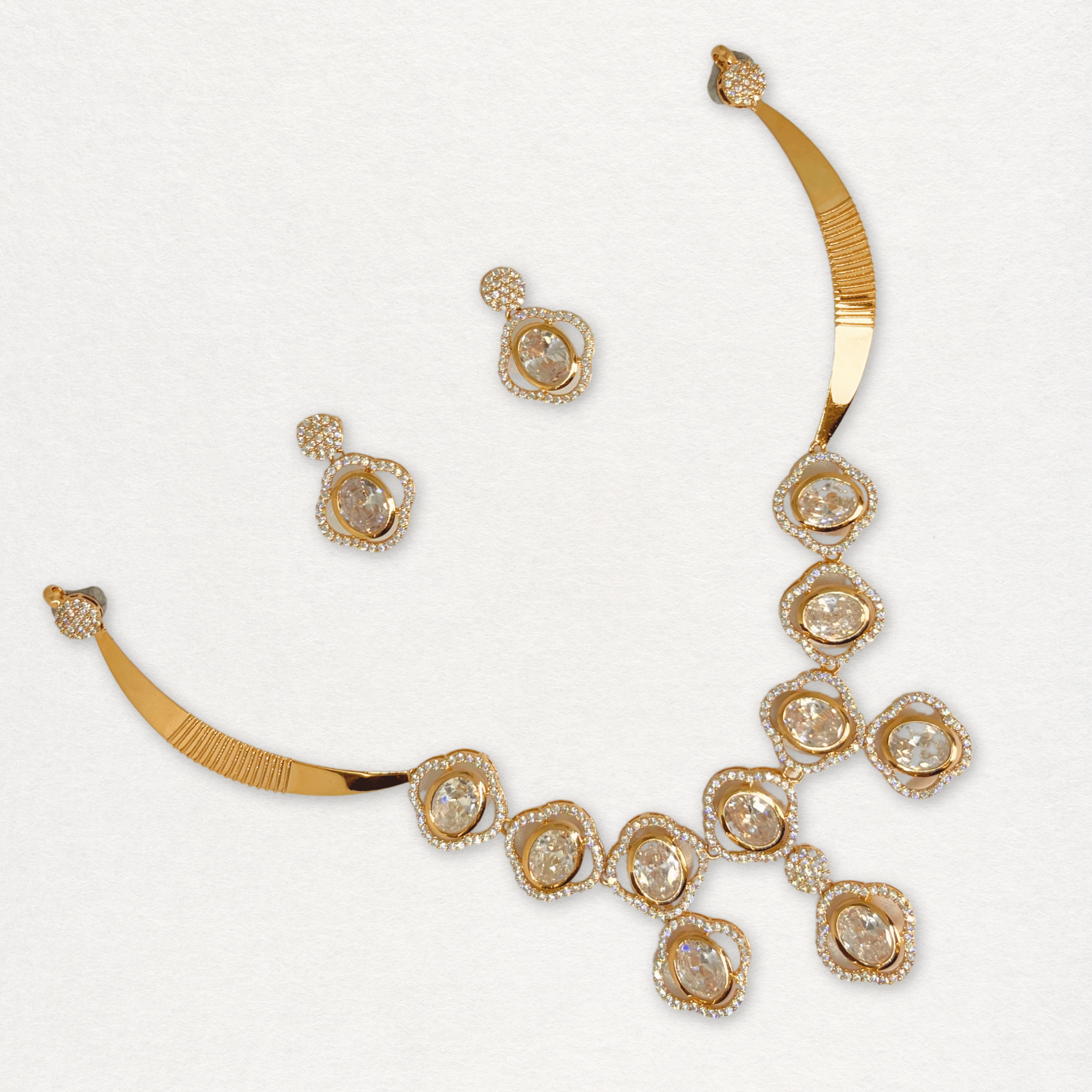 Luxury Oval Stone Necklace Set