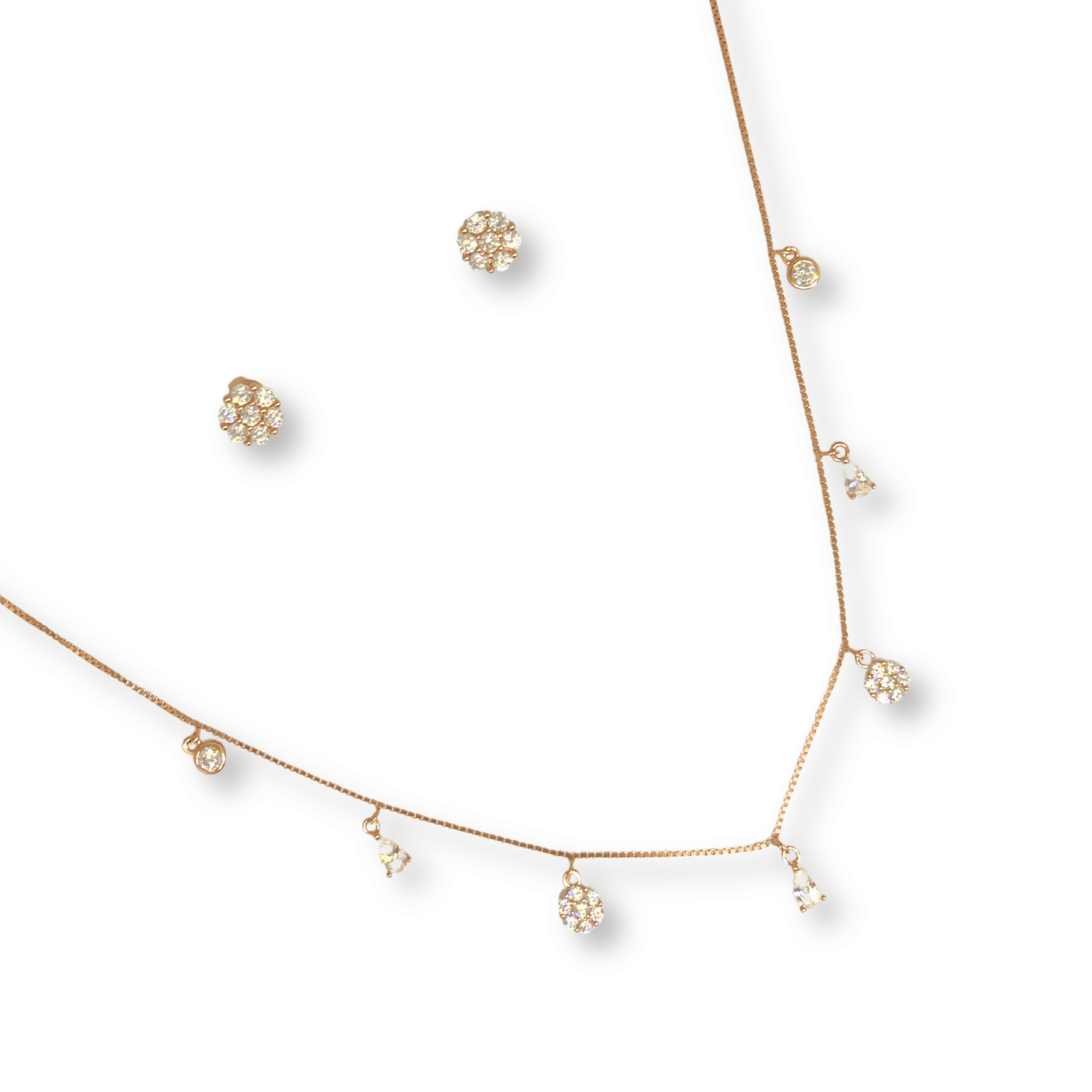 Sparkle Drop Charm Necklace Set