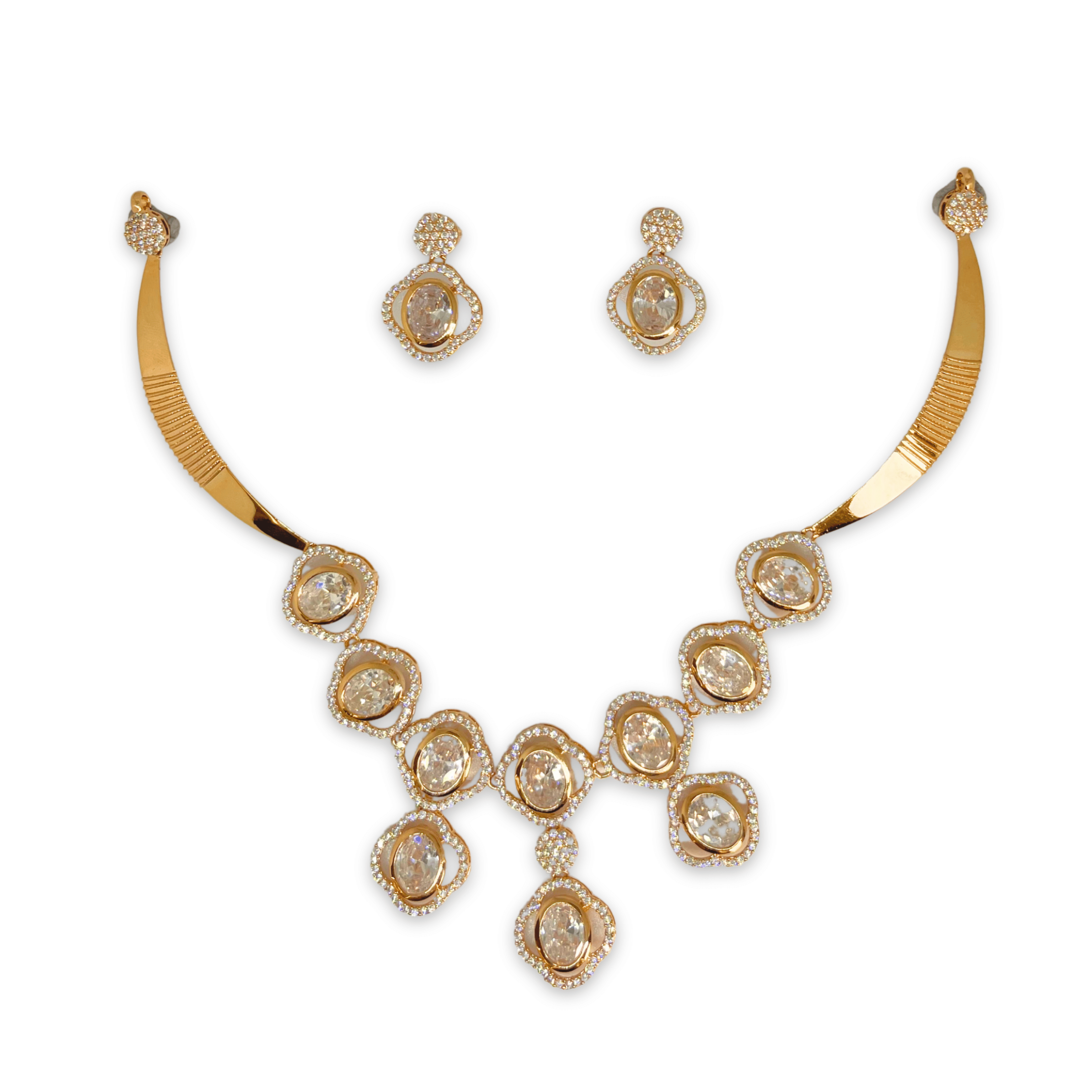 Luxury Oval Stone Necklace Set