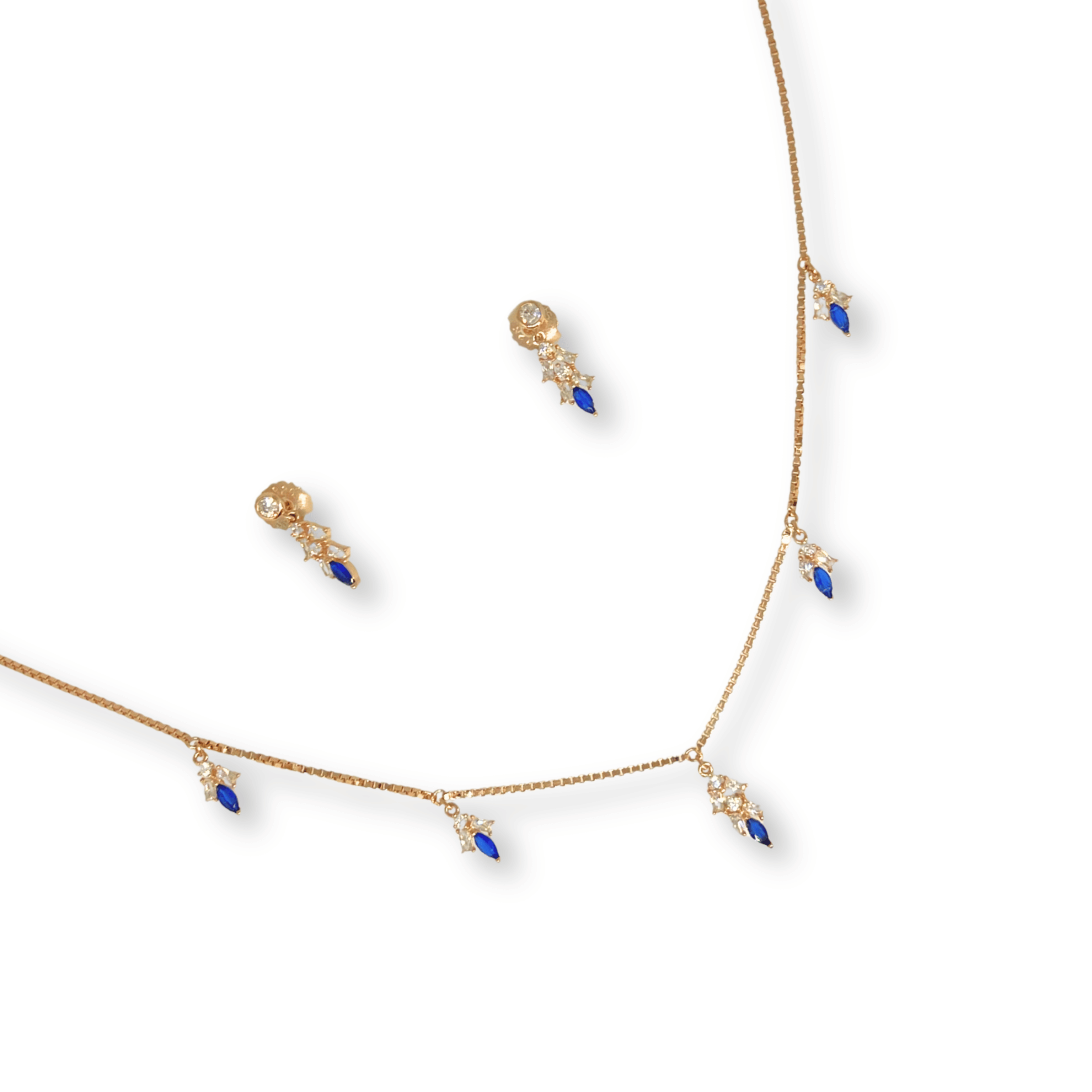 Blue Sparkle Drop Necklace Set
