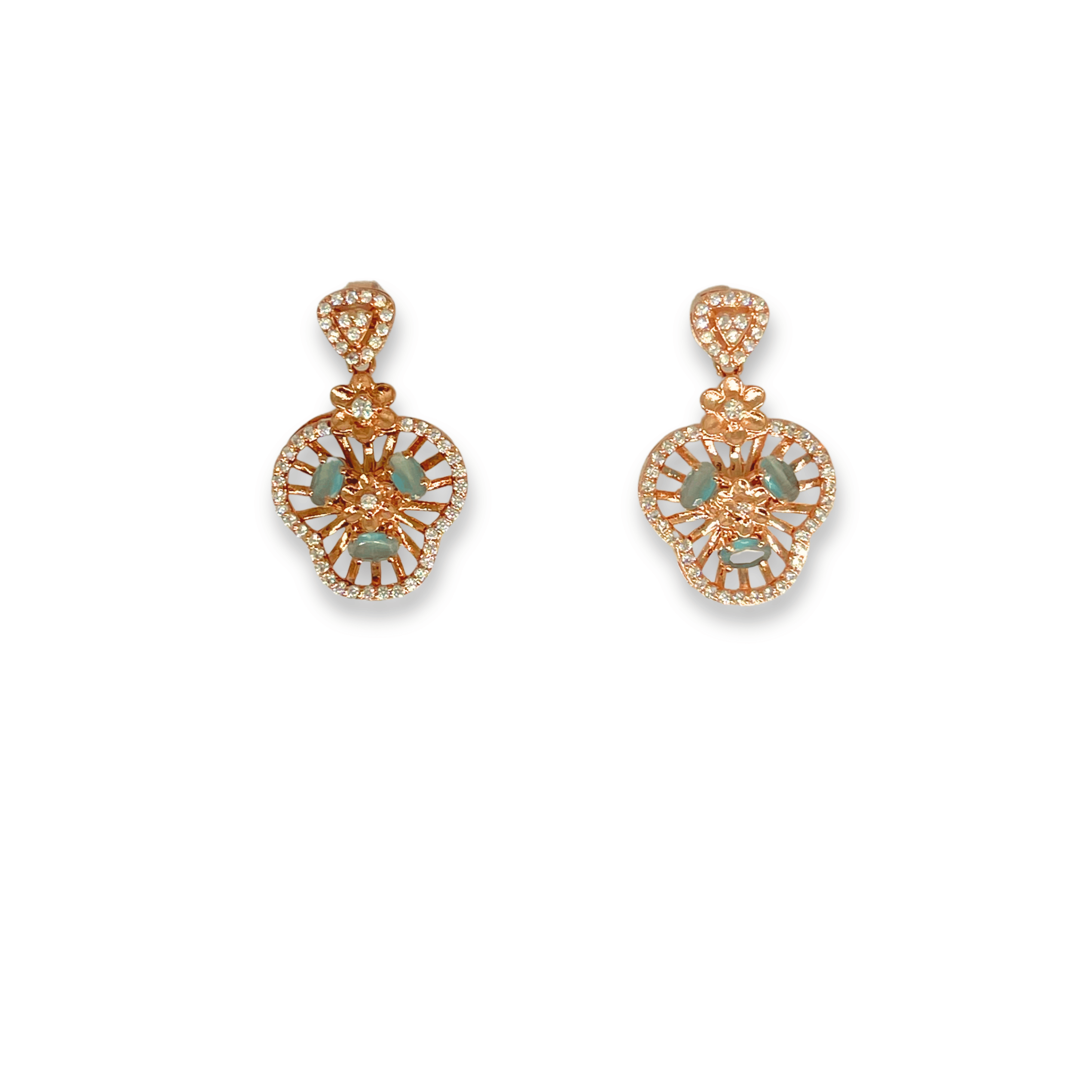 Elegant Aqua Floral Designer Necklace Set