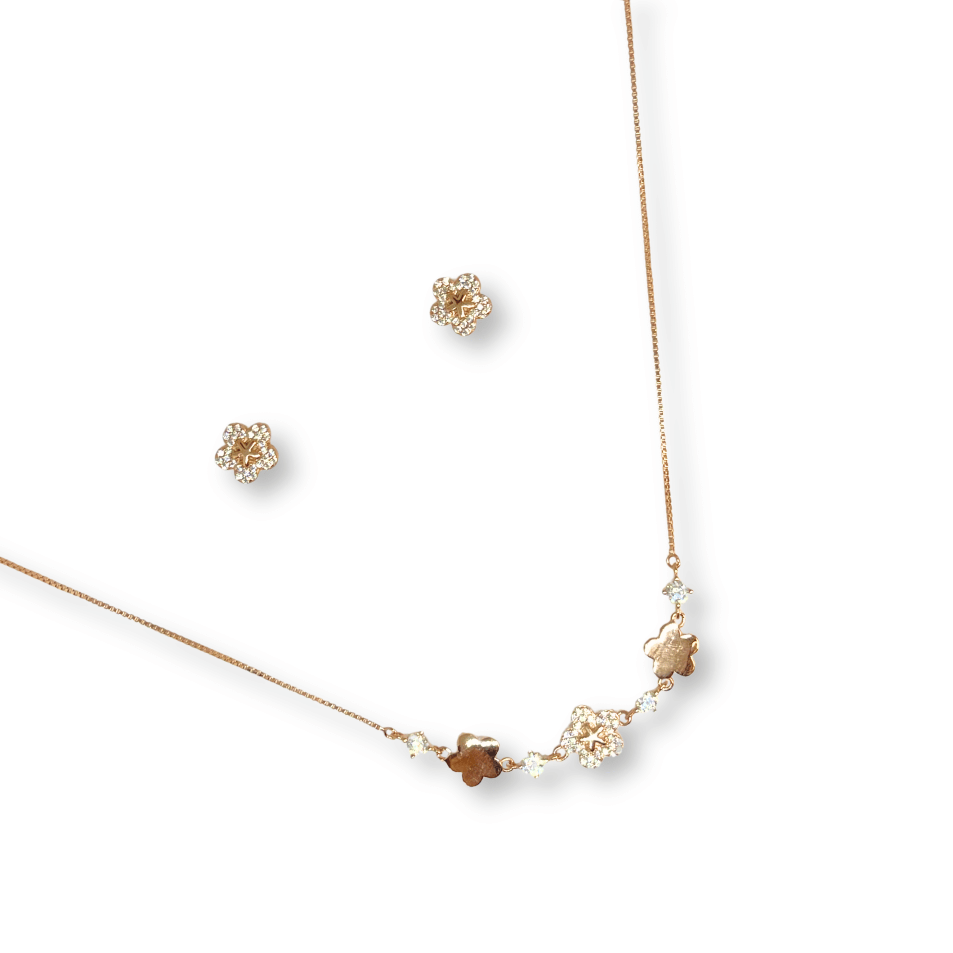 Multi Clover Charm Necklace Set