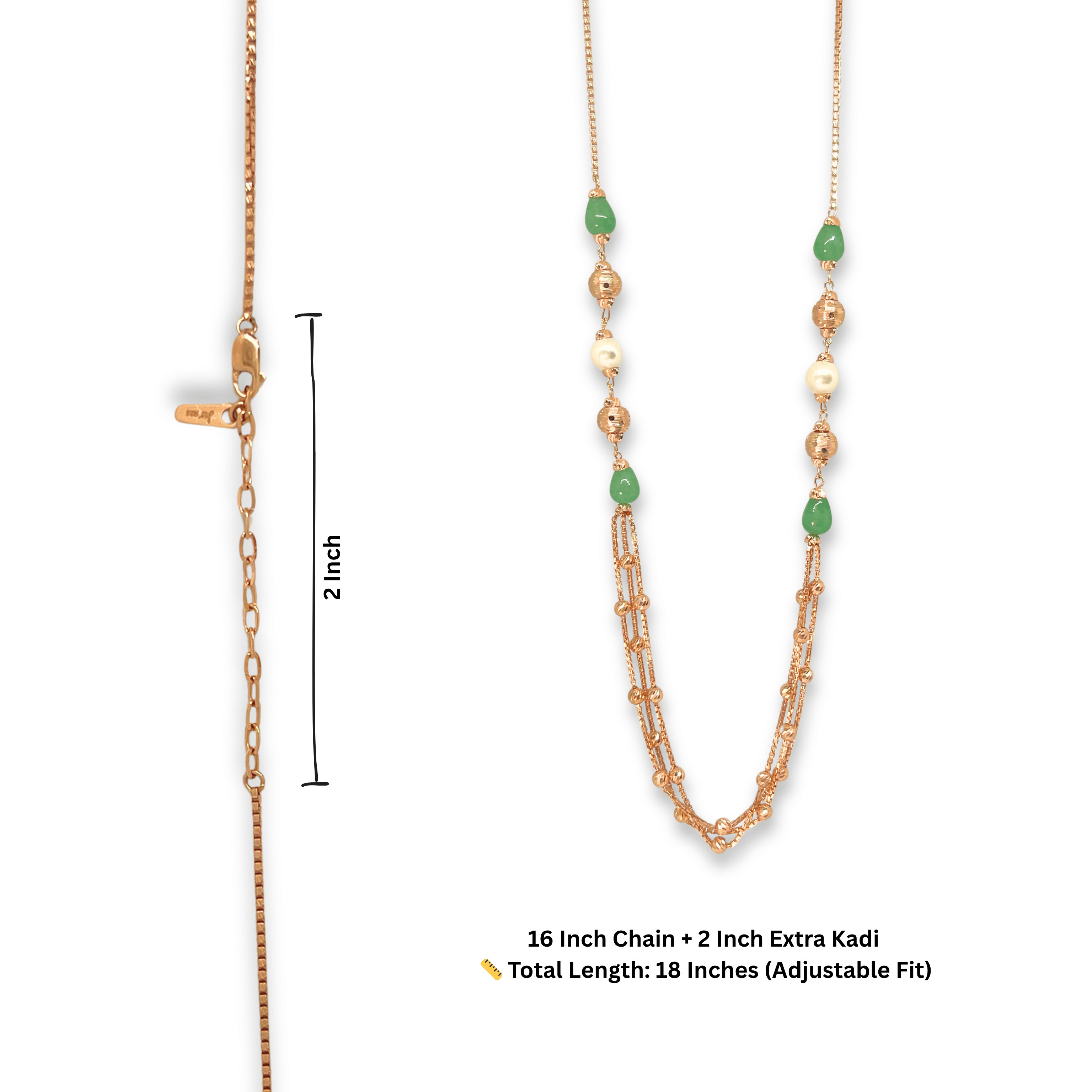 Green Pearl Elegant Chain Mala
