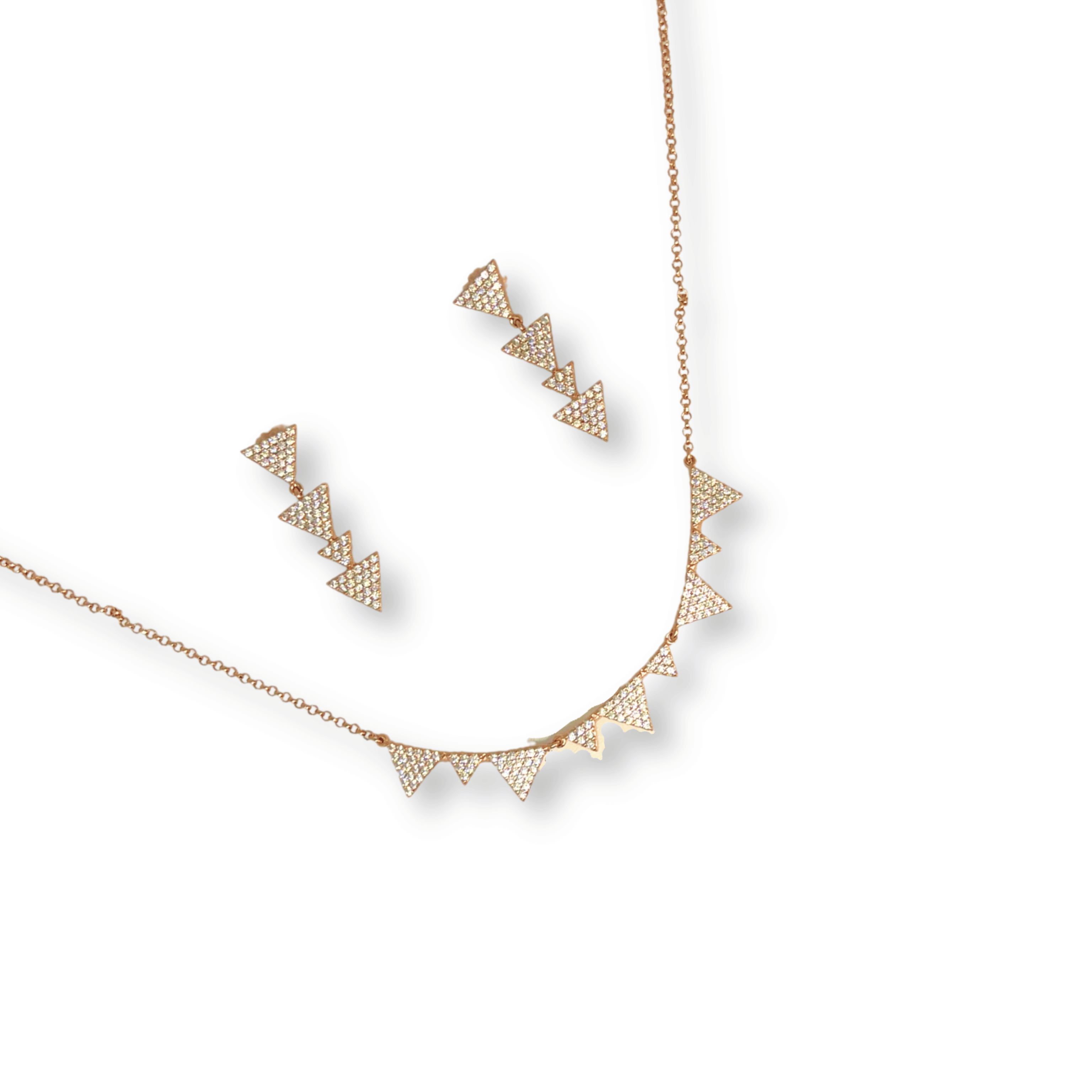 Geometric Triangle Spike Necklace Set