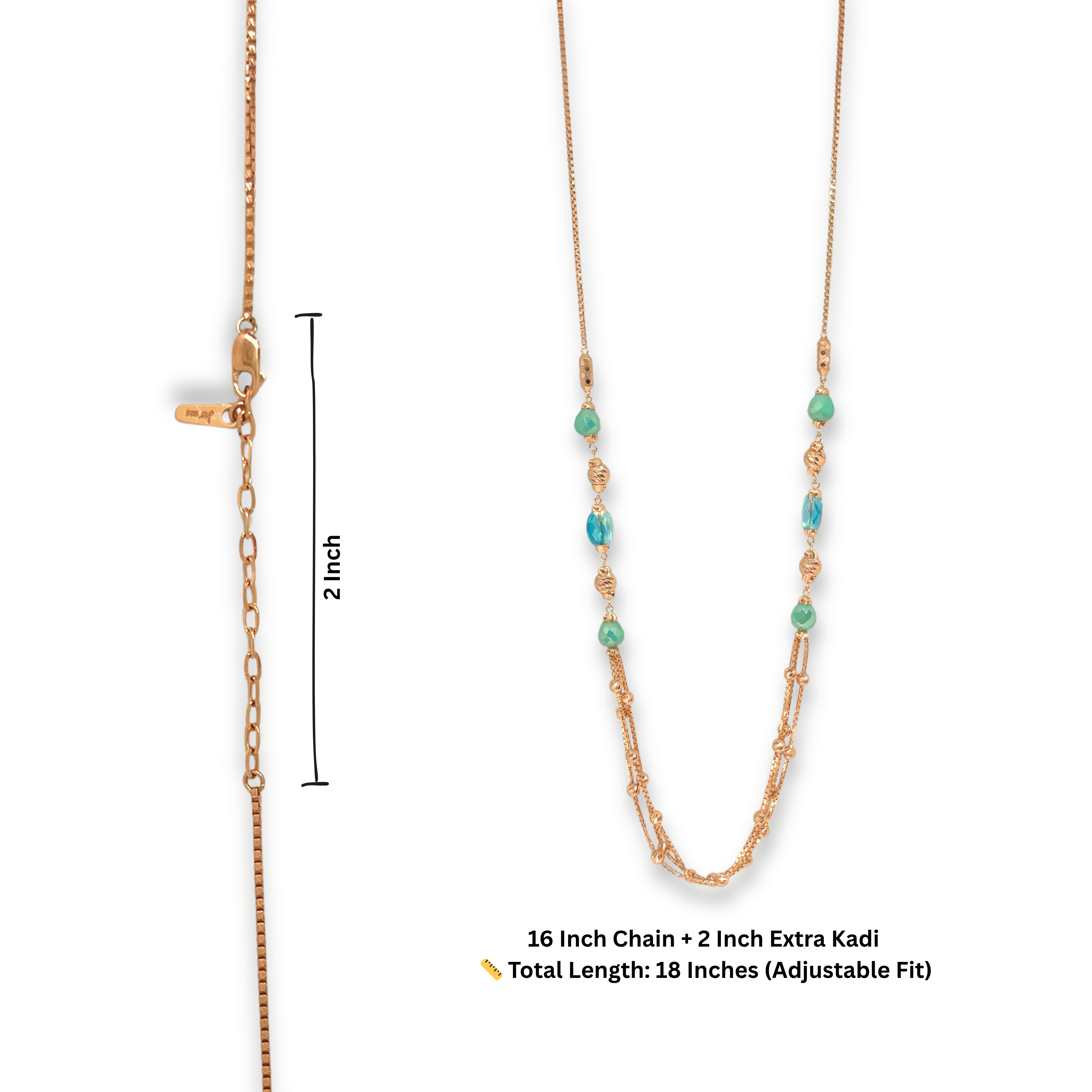 Green Blue Bead Elegant Chain Mala