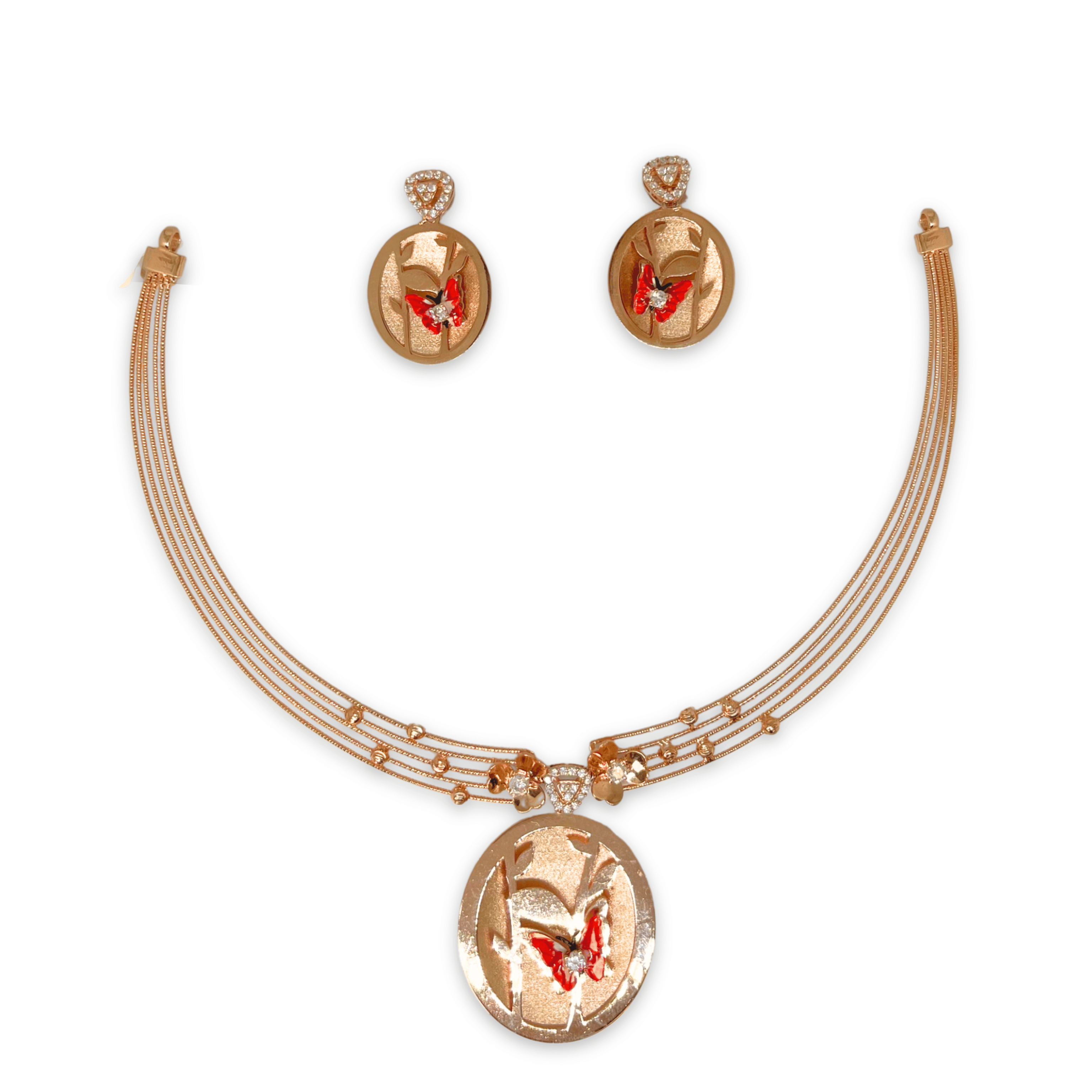 Elegant Butterfly Design Oval Necklace Set