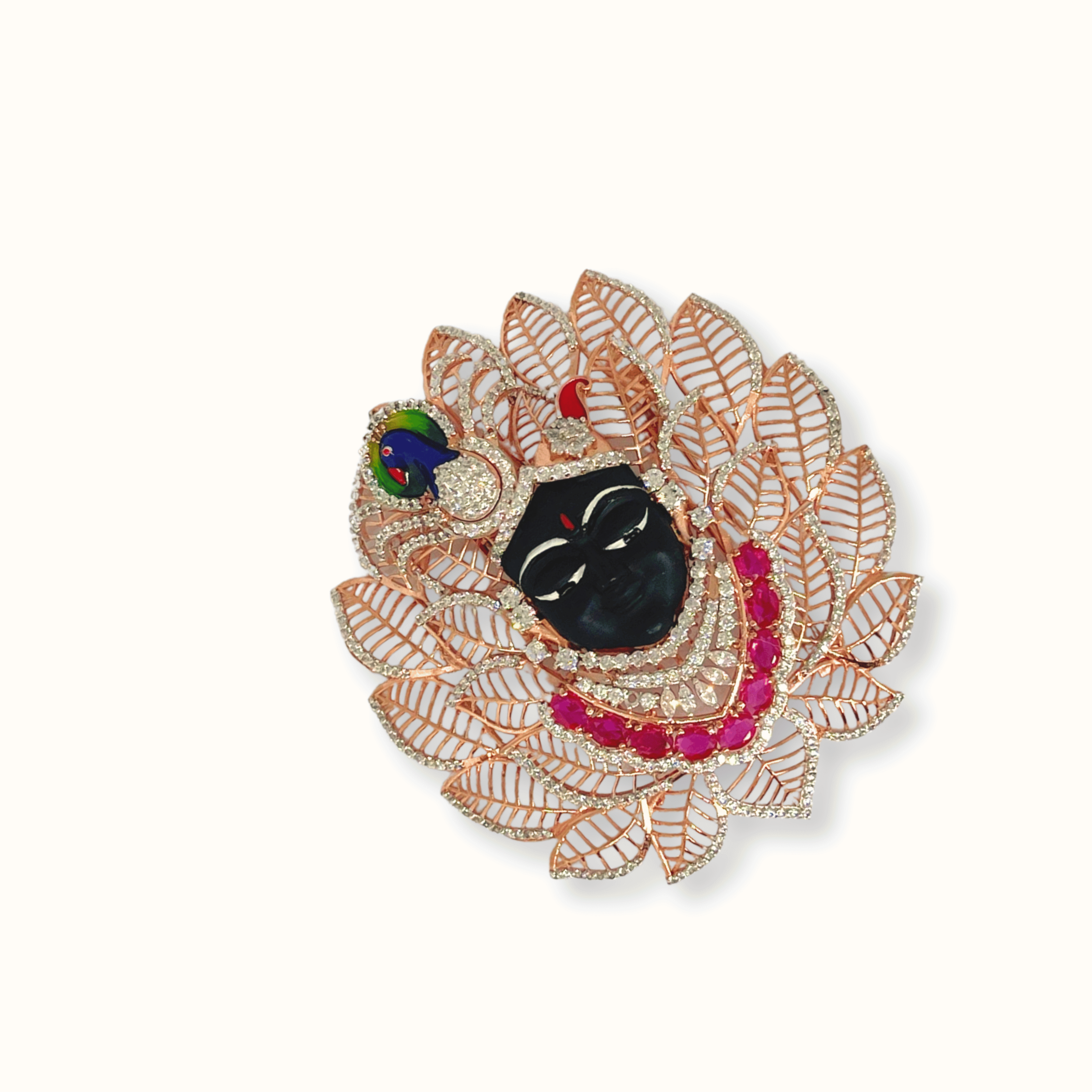 Krishna Lotus Pink Stone Premium Brooch / Pendant
