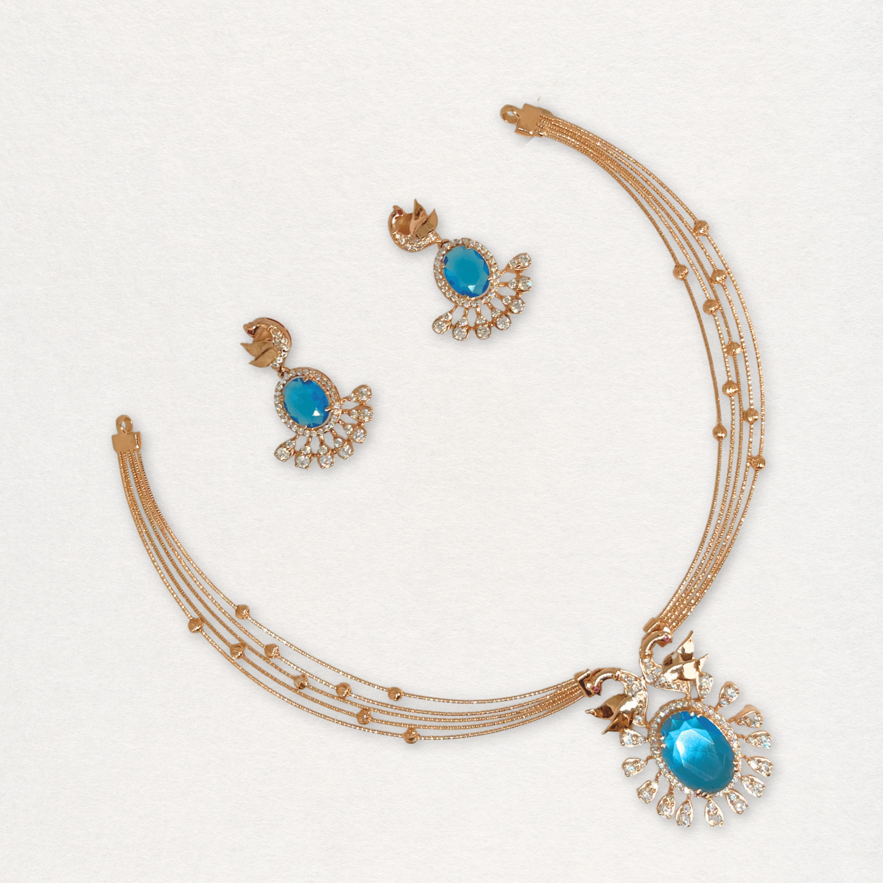 Royal Peacock Design Blue Stone Necklace