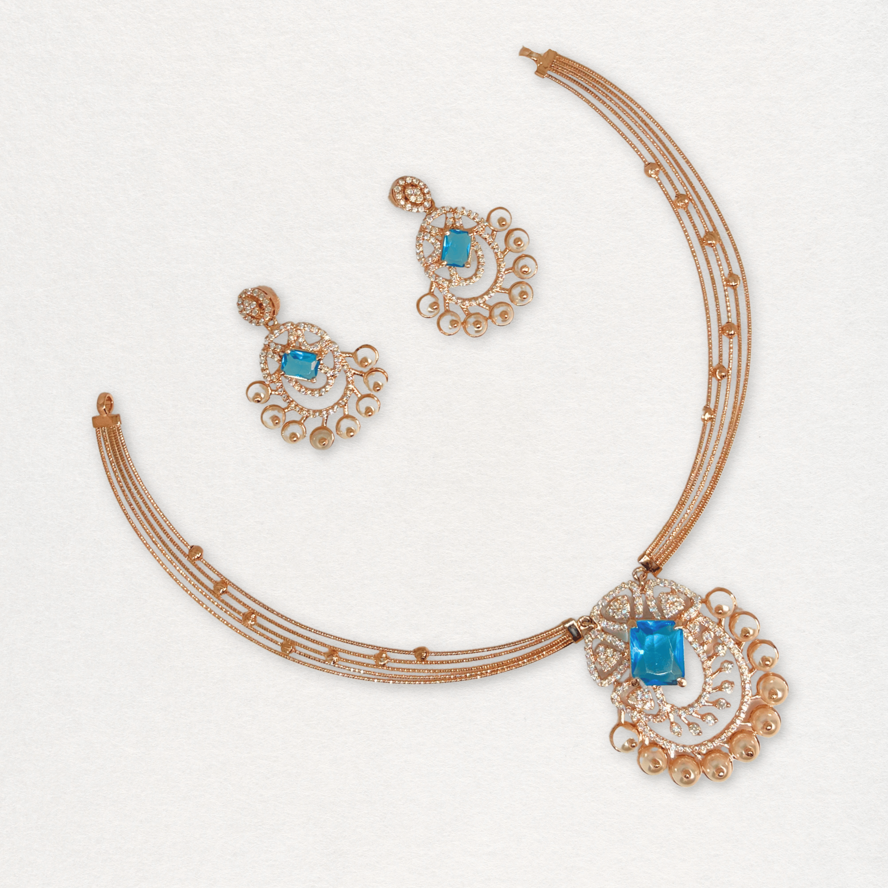 Royal Blue Stone Designer Necklace Set