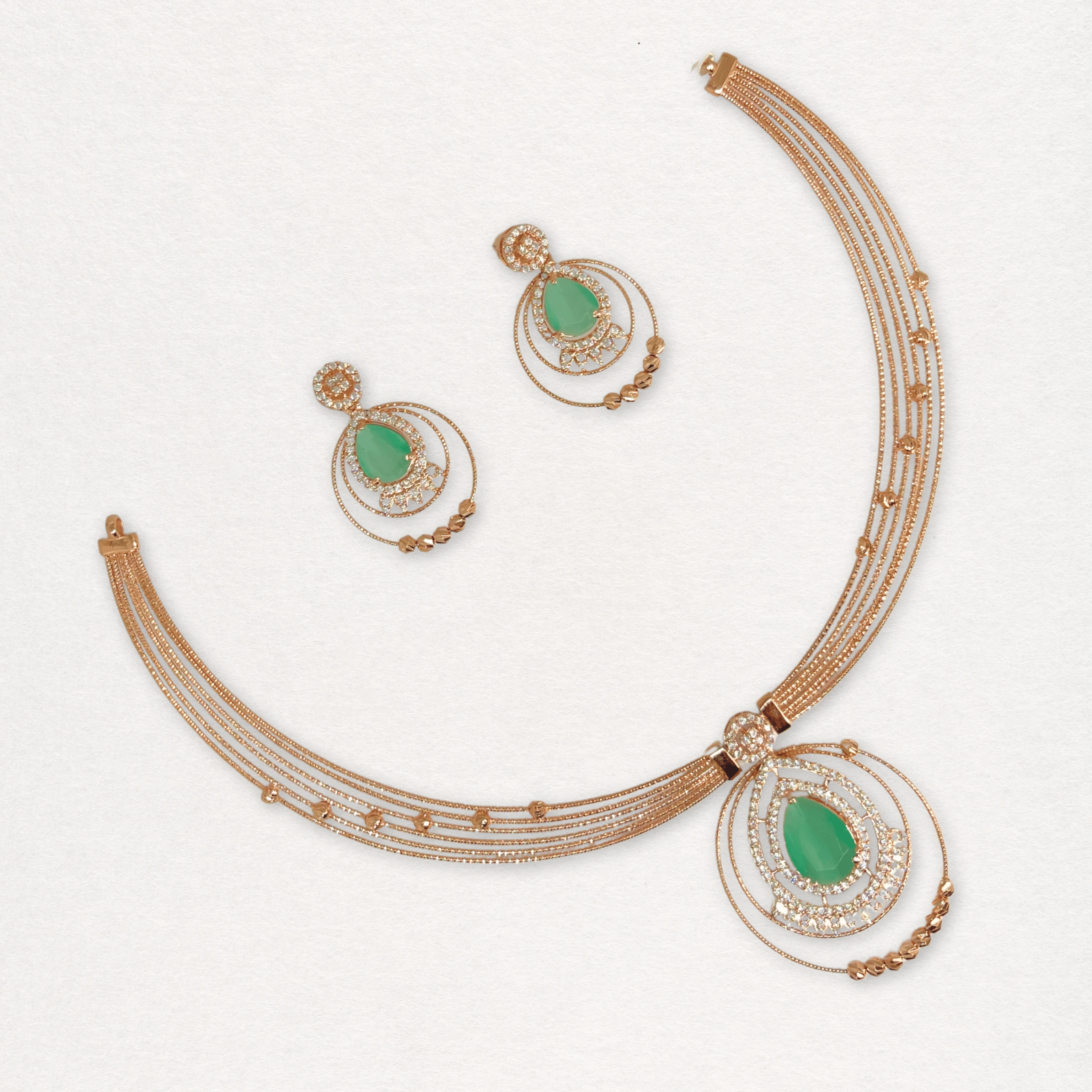 Premium Green Stone Designer Necklace Set