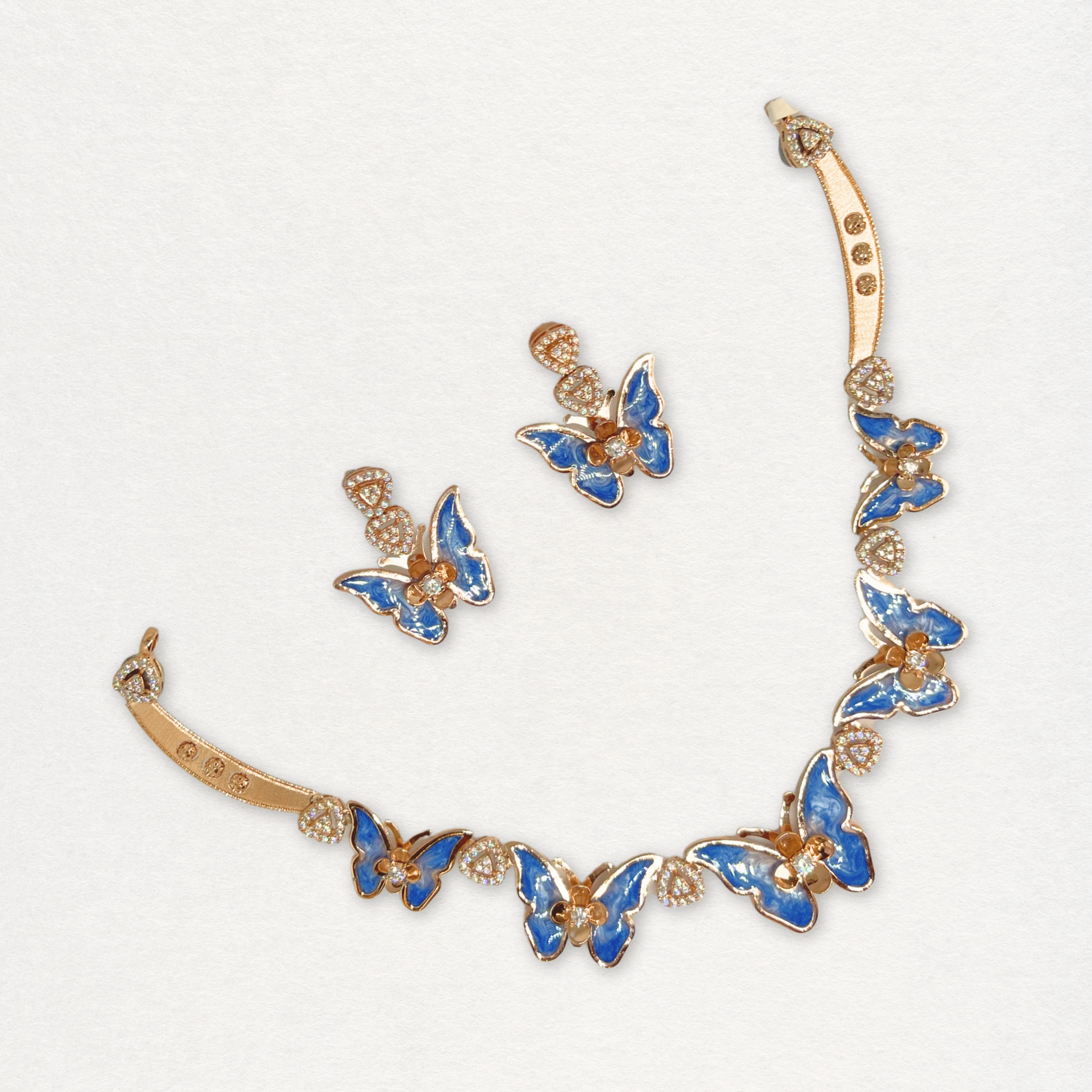 Blue Butterfly Meenakari Necklace Set