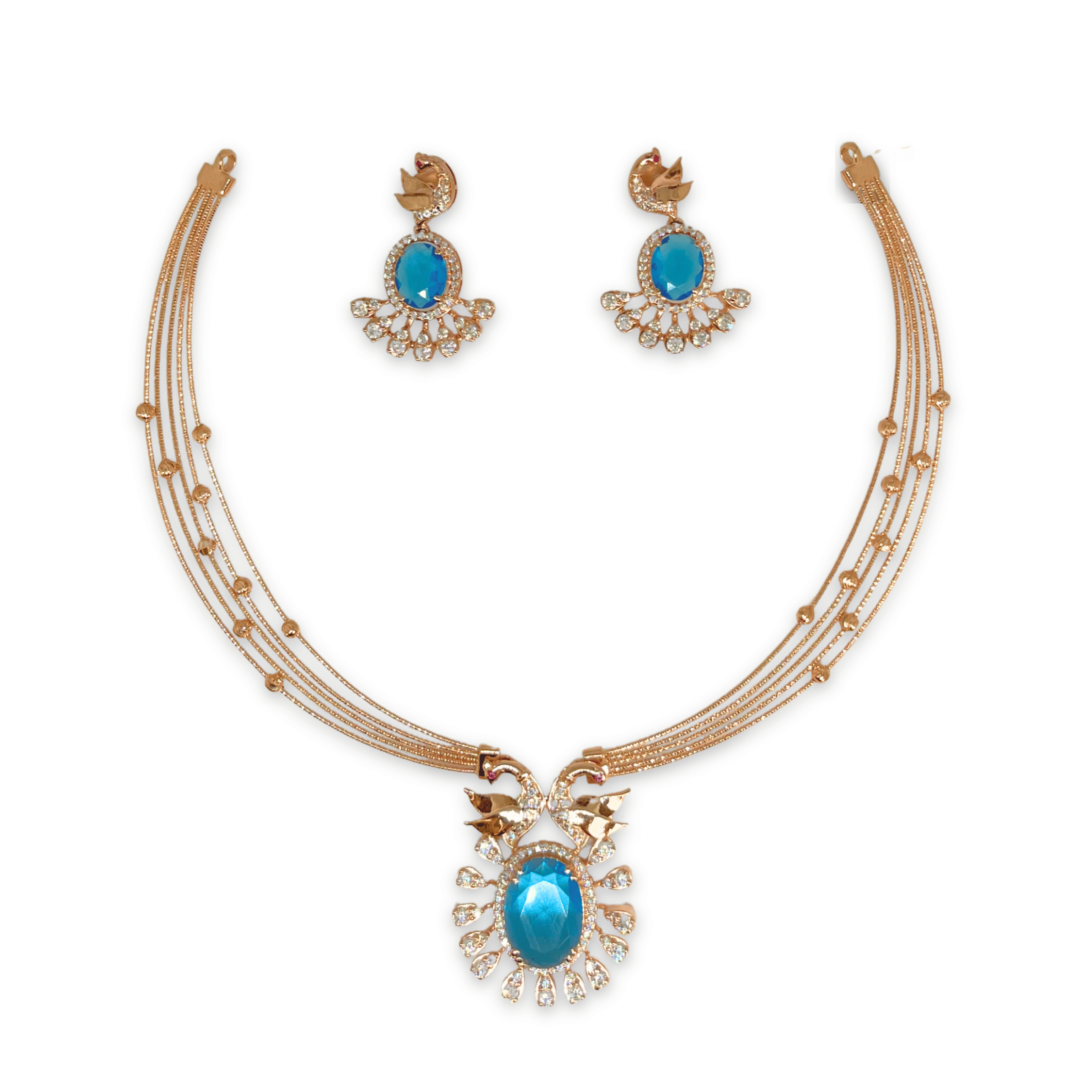 Royal Peacock Design Blue Stone Necklace