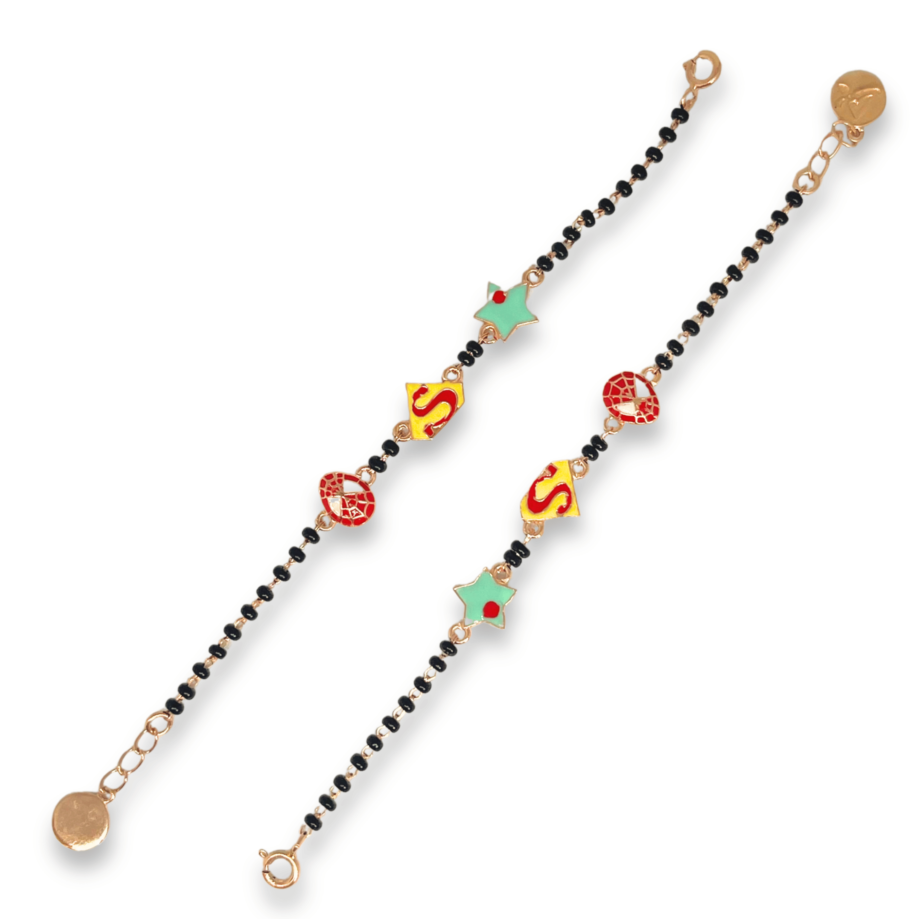 Kids Cartoon Charm Bracelet (Black Beads Style)