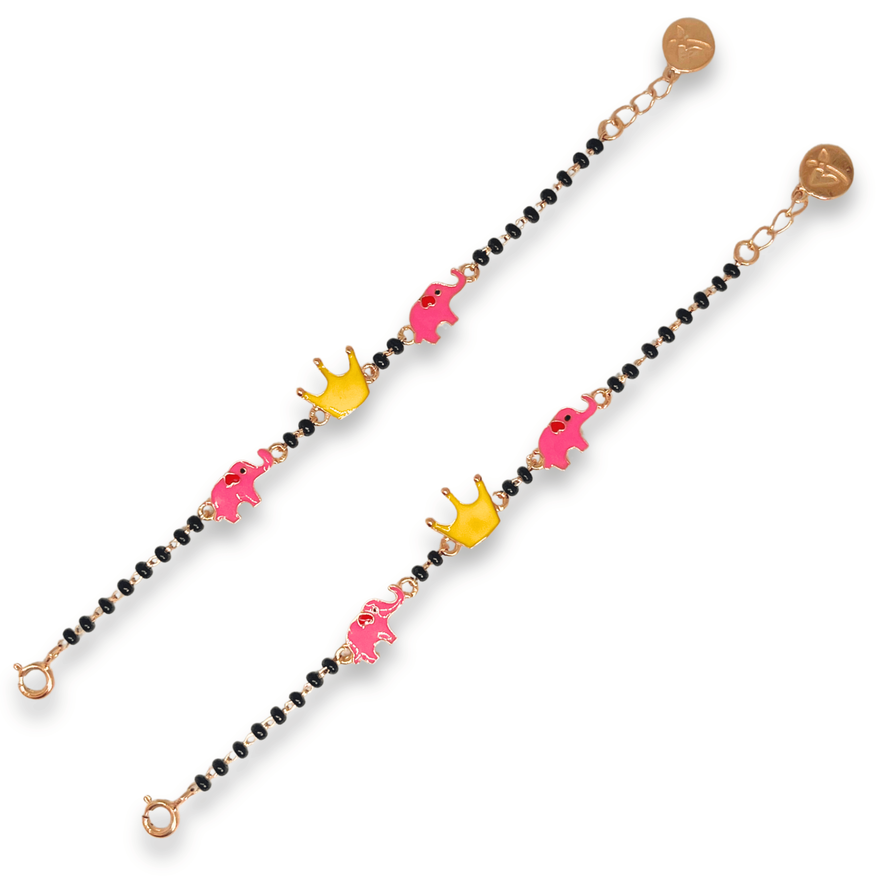 Kids Elephant Crown Charm Bracelet