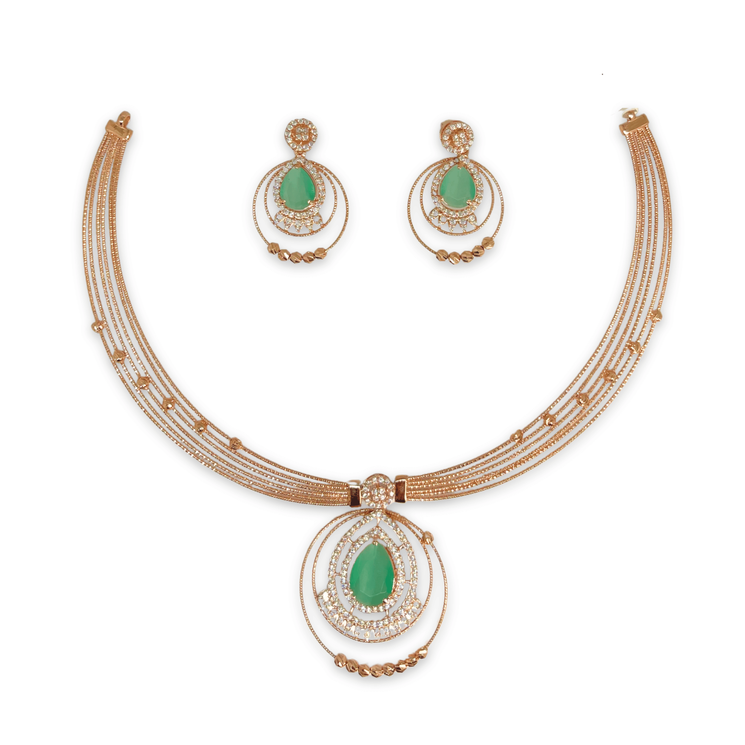 Premium Green Stone Designer Necklace Set