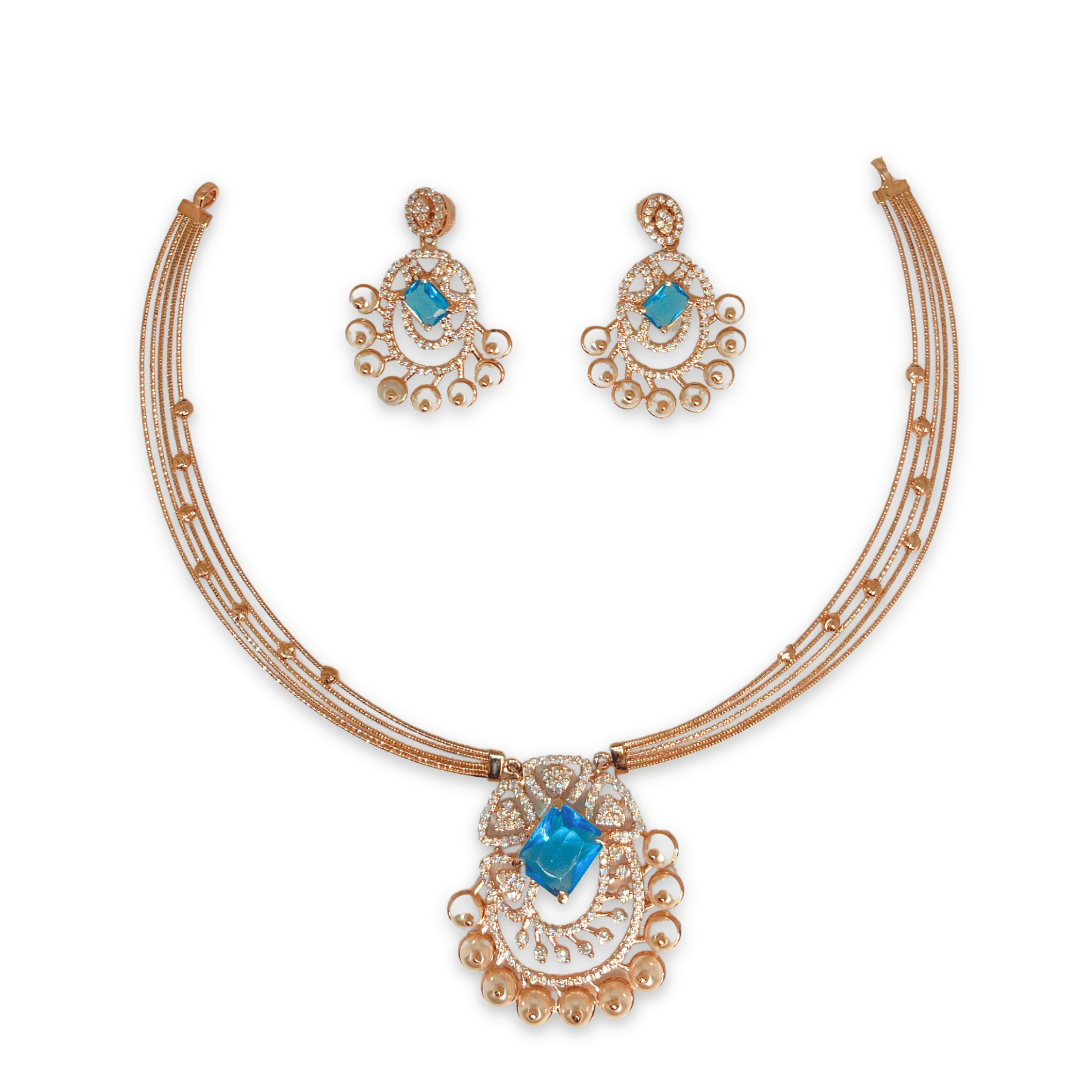 Royal Blue Stone Designer Necklace Set