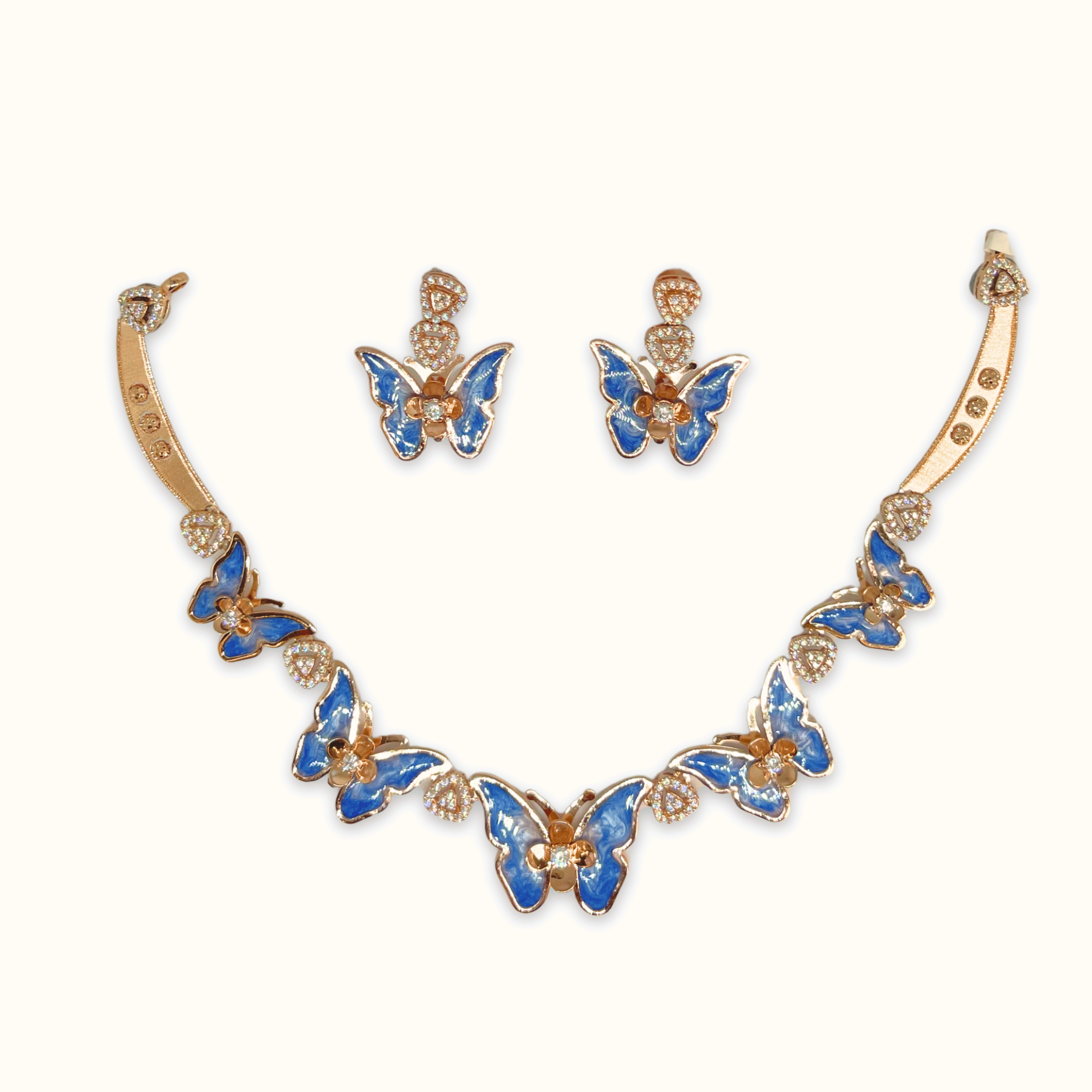 Blue Butterfly Meenakari Necklace Set